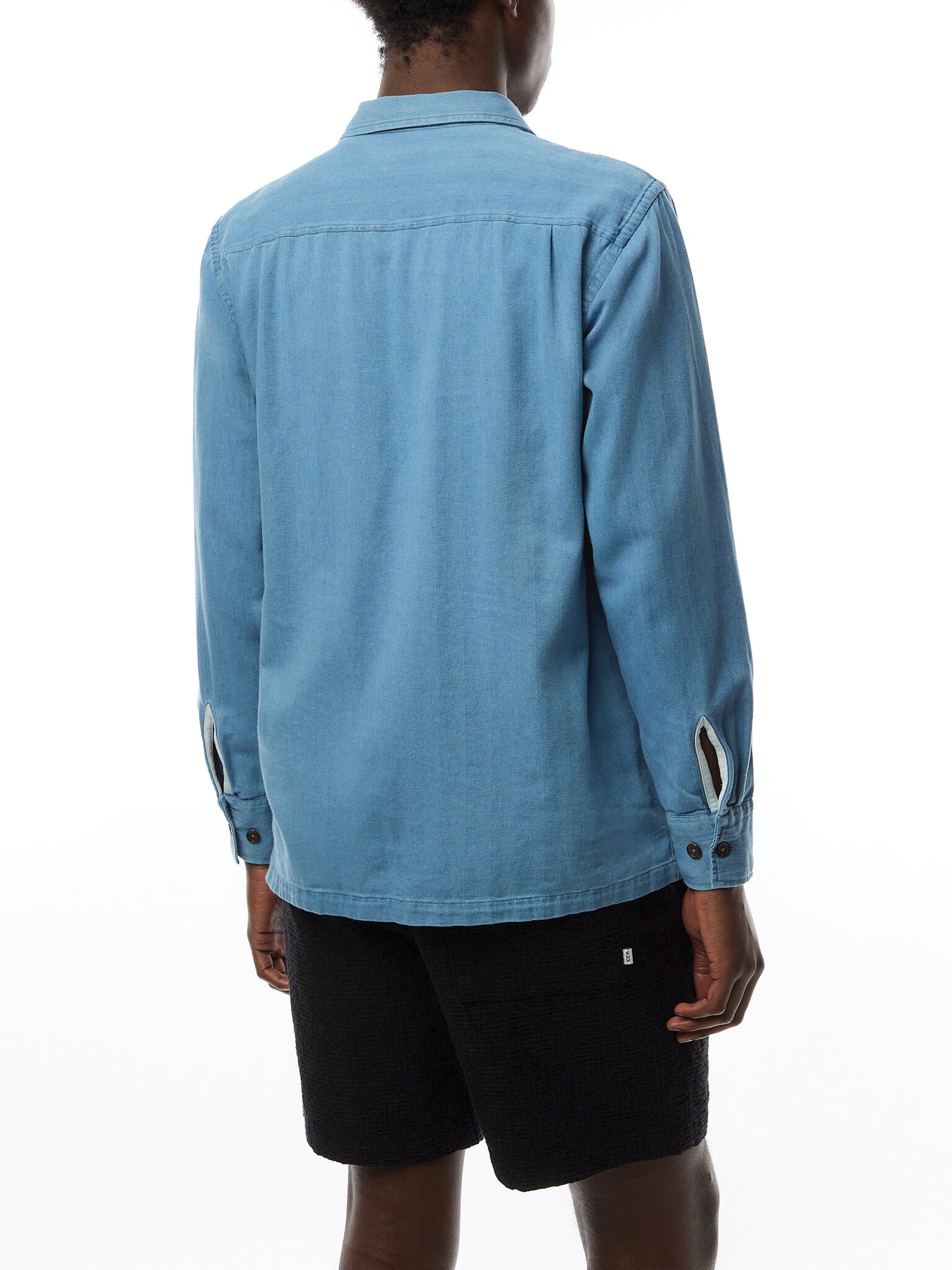 Washed Indigo Herringbone Utility Shirt