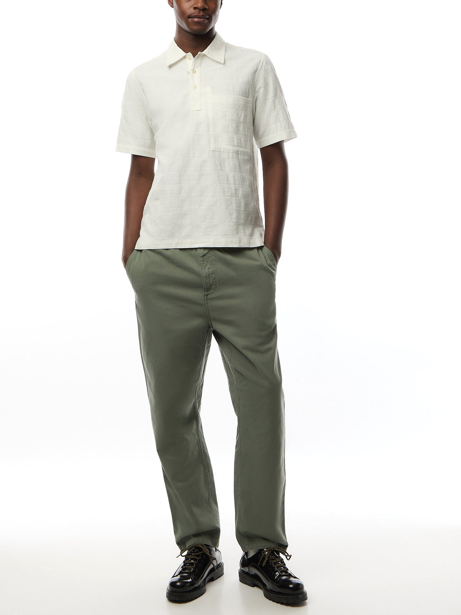 Short Sleeved Nippon Self Stripe Pullover Shirt