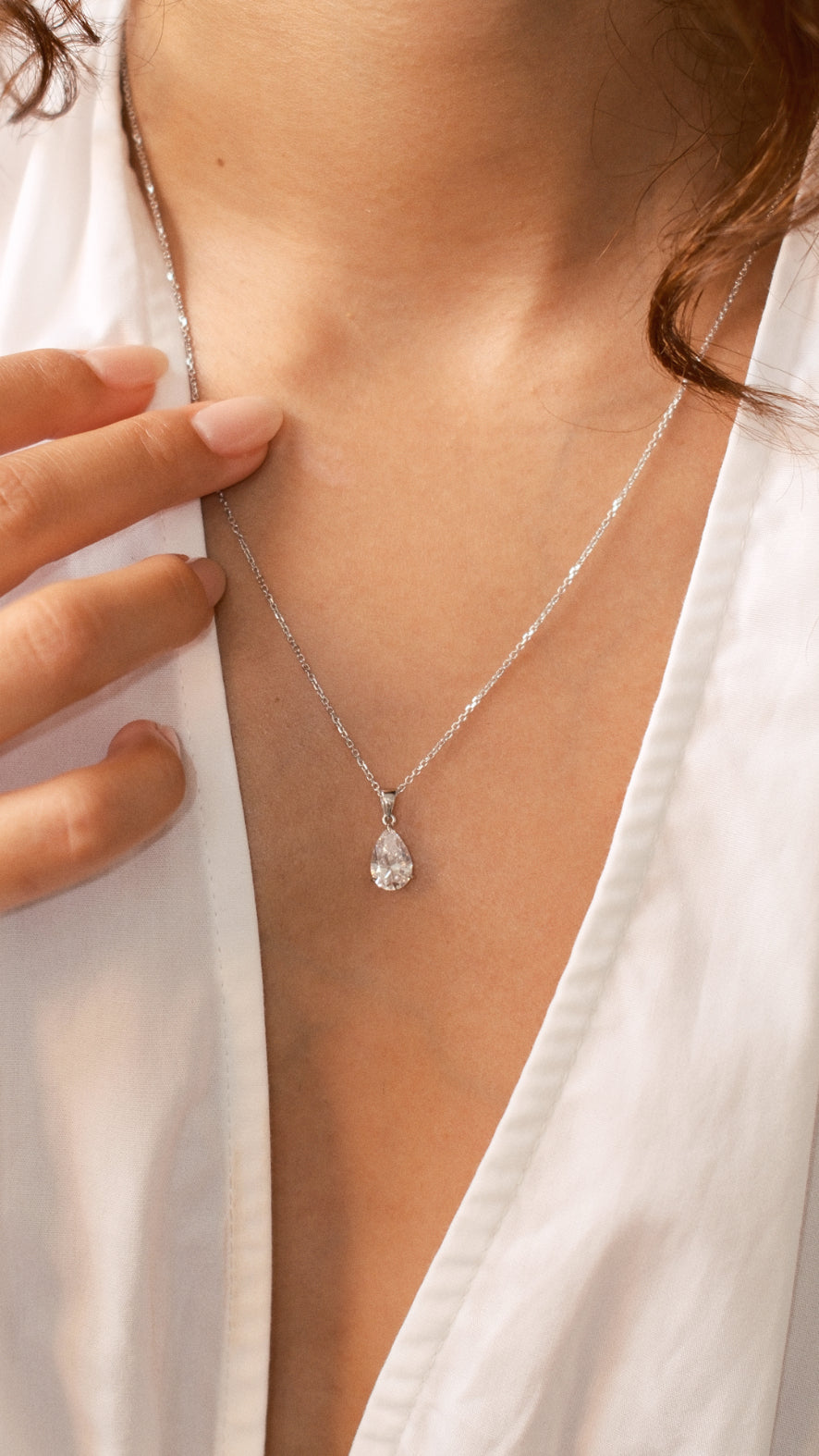 Cecile Pear 9KT Solid Gold Pendant Necklace
