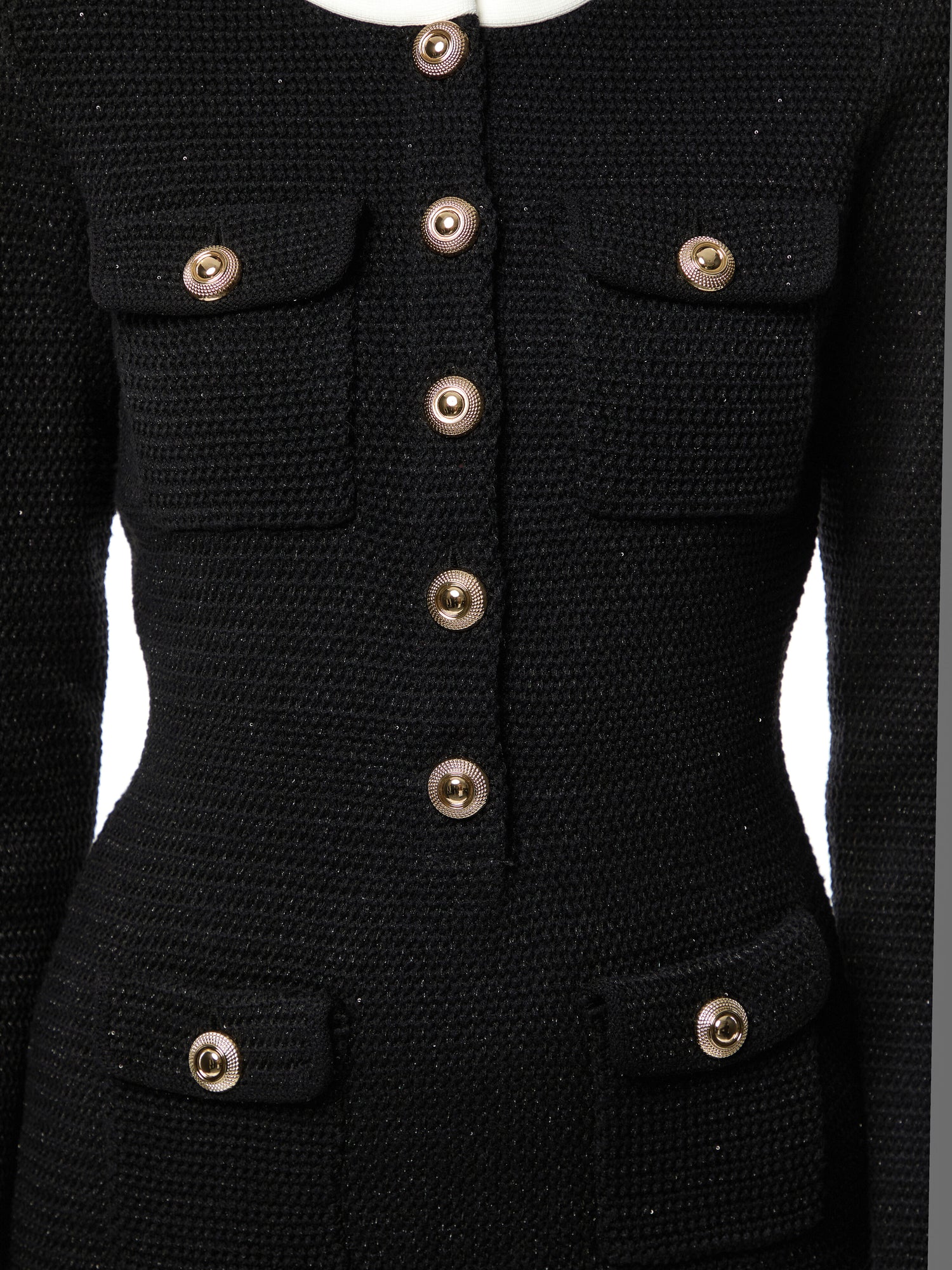 Black Knit Contrast Collar Mini Dress