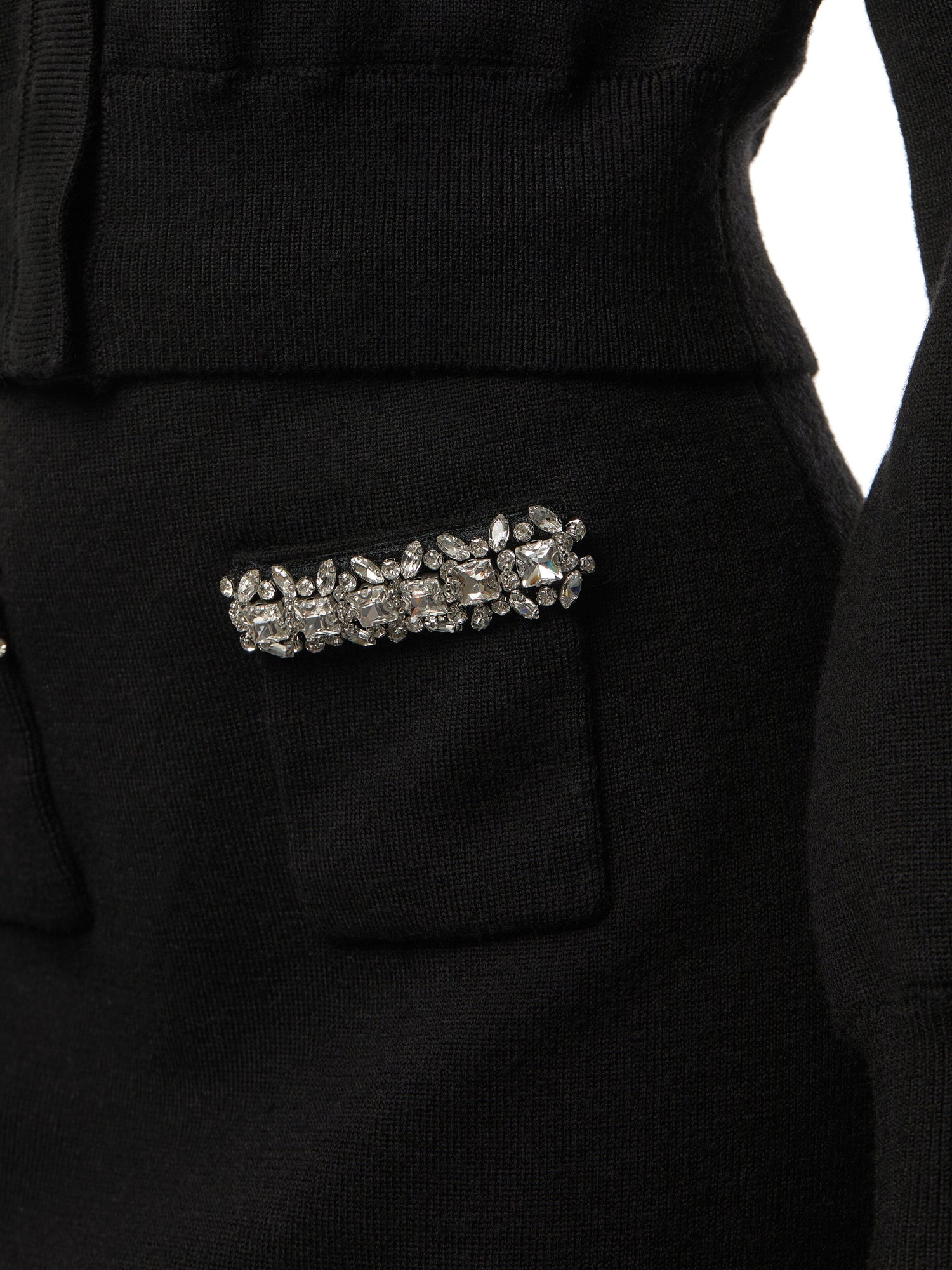 Black Knit Embellished Mini Skirt