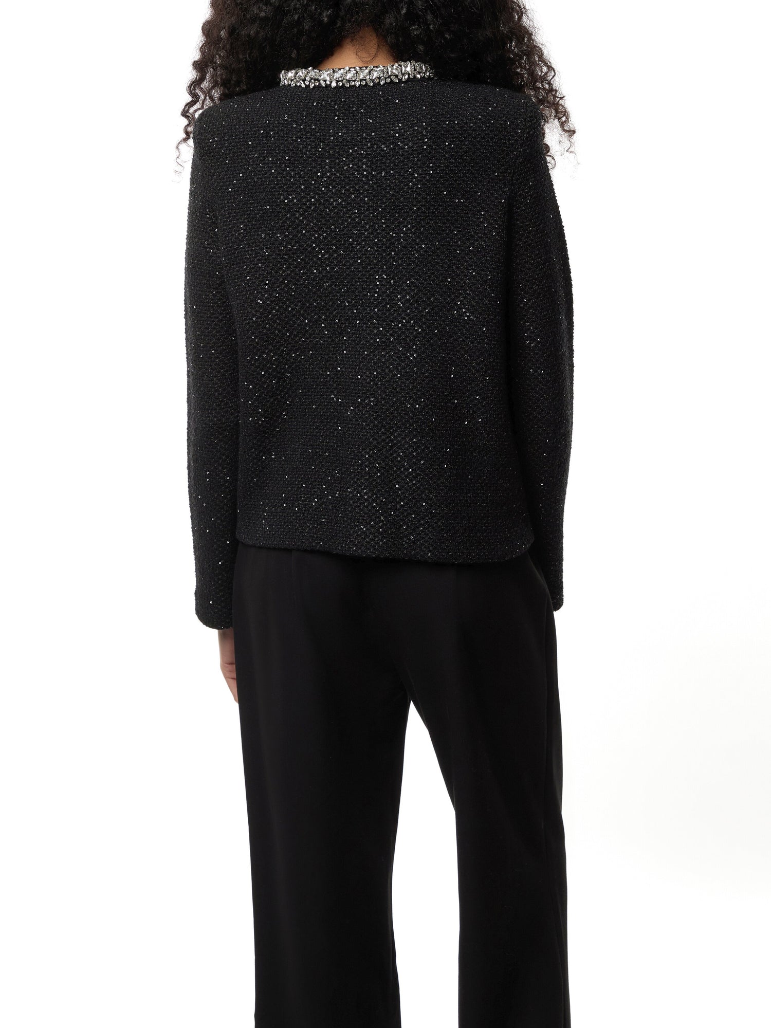 Black Sequin Knit Cardigan