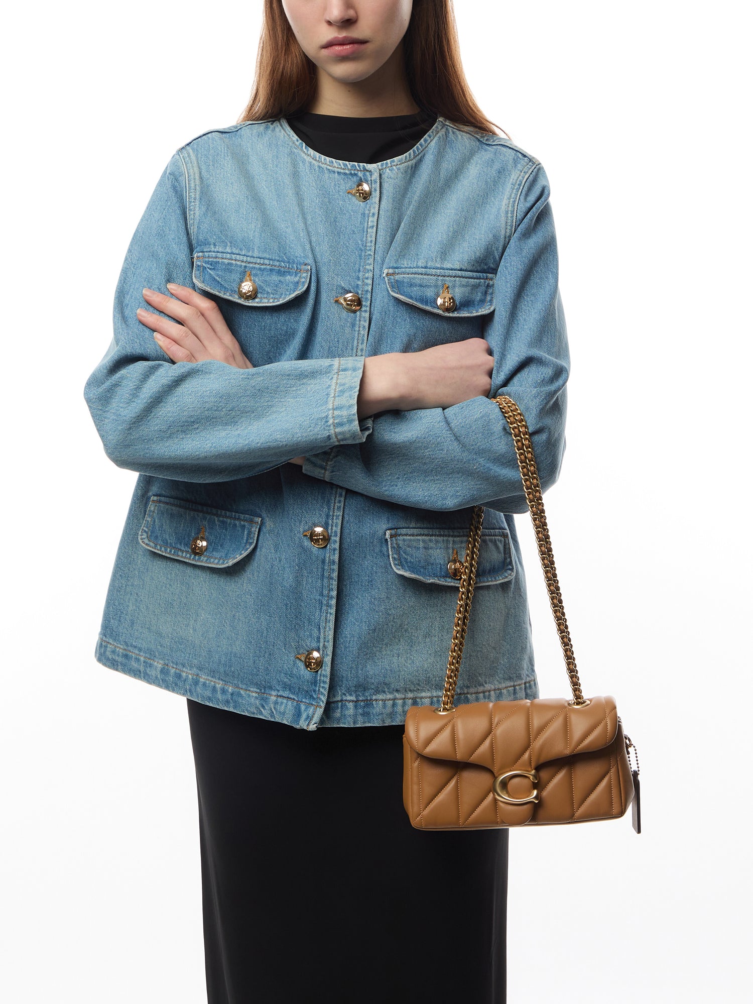Quilted Tabby Shoulder Bag 20 Honey Brown