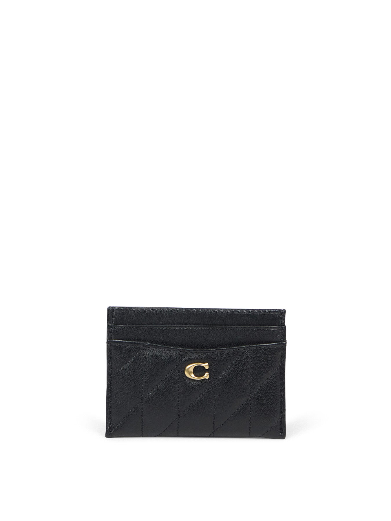 Quilted Pillow Leather Essential Card Case Black