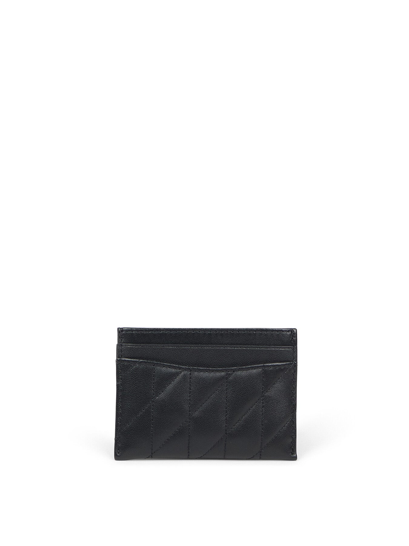 Quilted Pillow Leather Essential Card Case Black