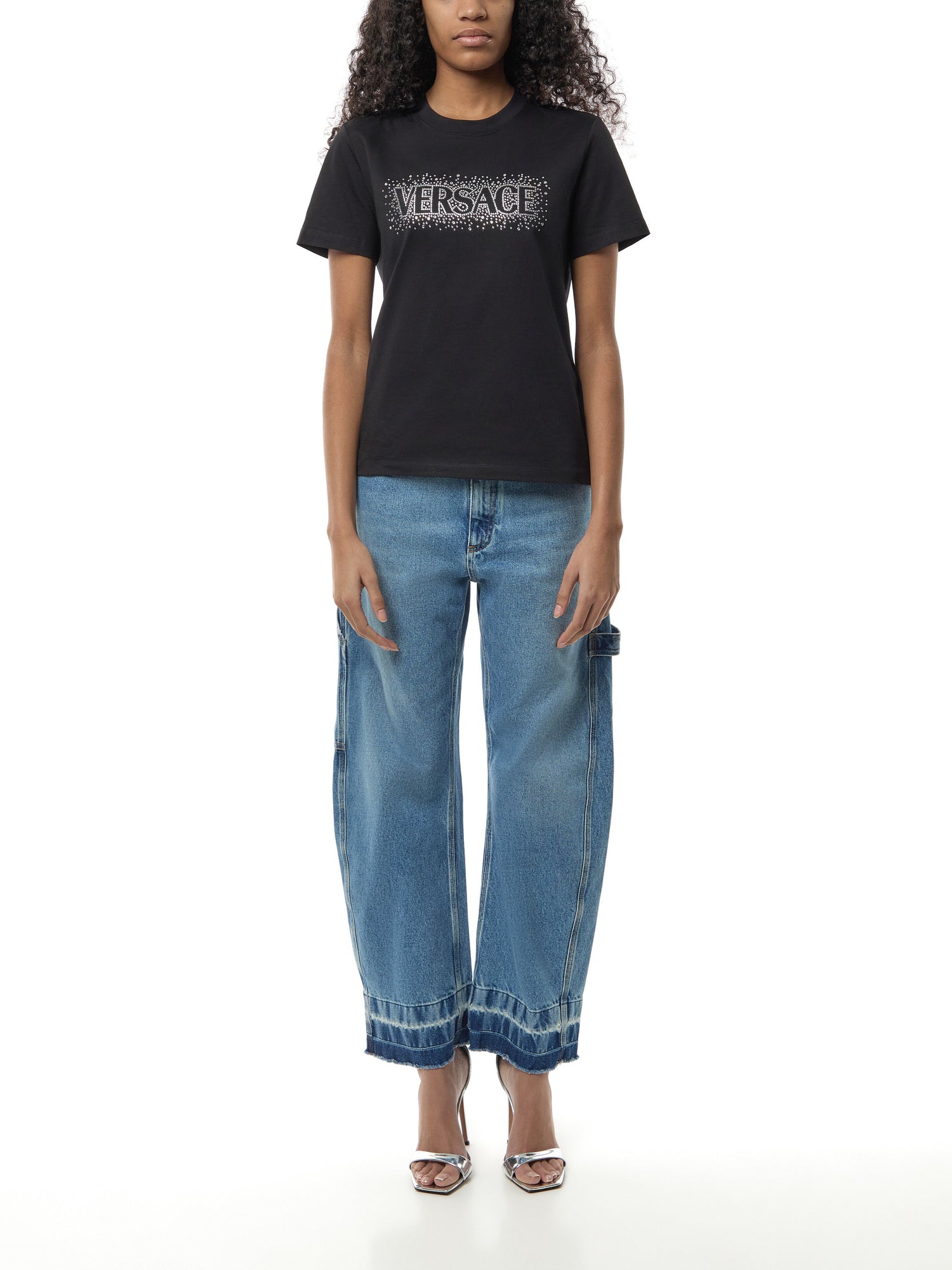 T-Shirt Versace Logo With Crystal Embroidery Yd Cotton Jersey