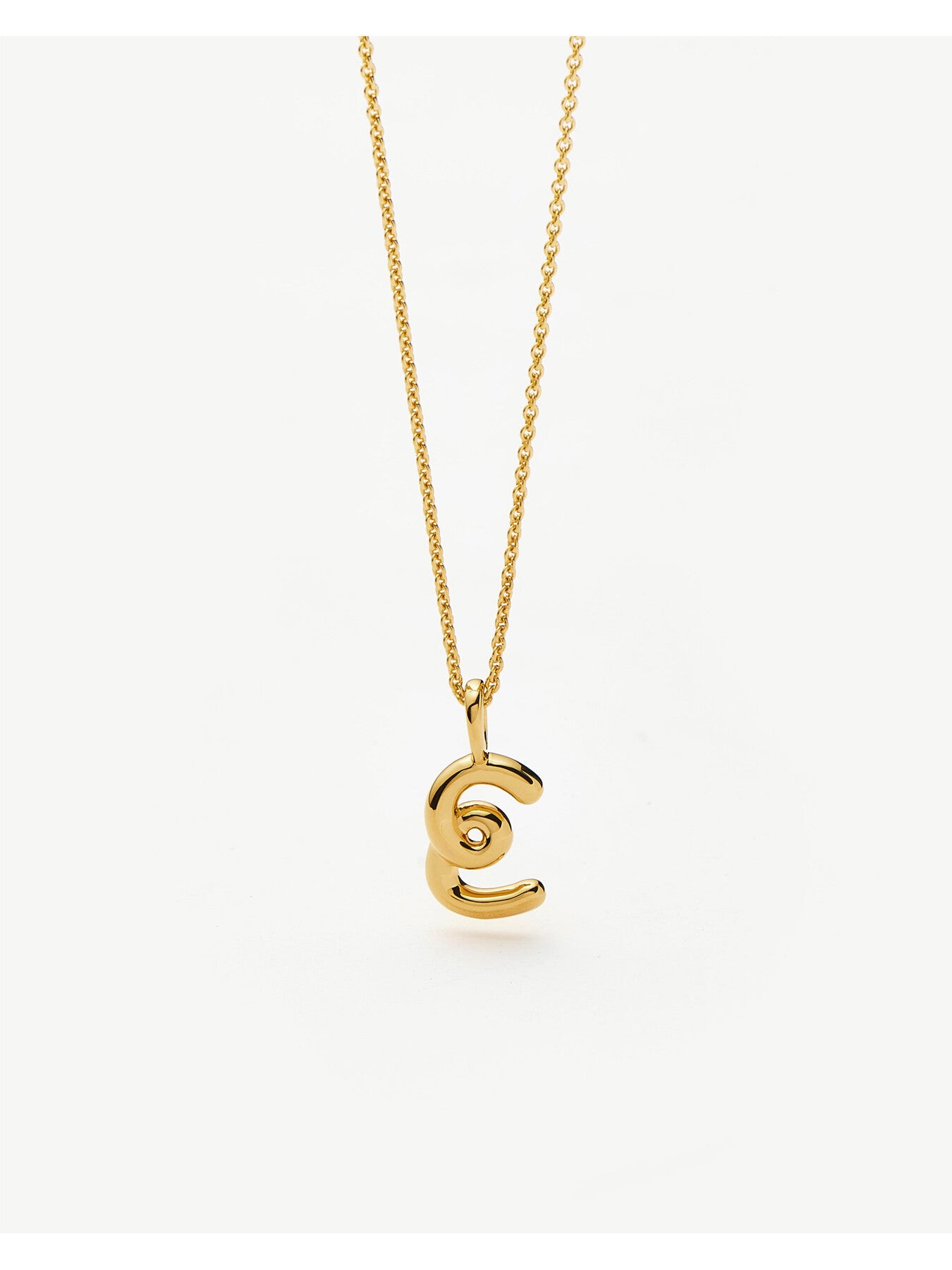 Curly Molten Mini Initial E Pendant Necklace