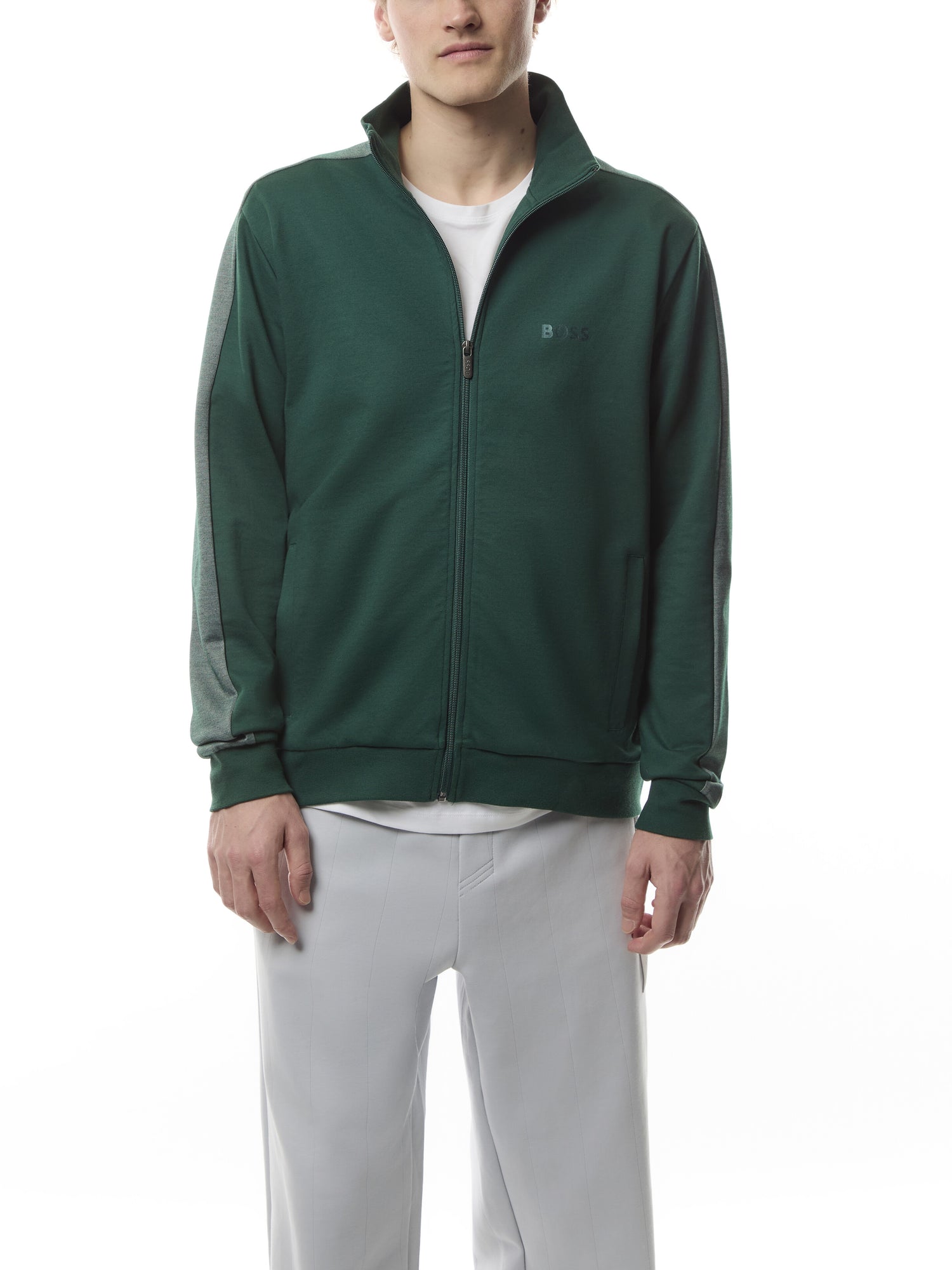 Foil Printed Logo Zip Through Jacket