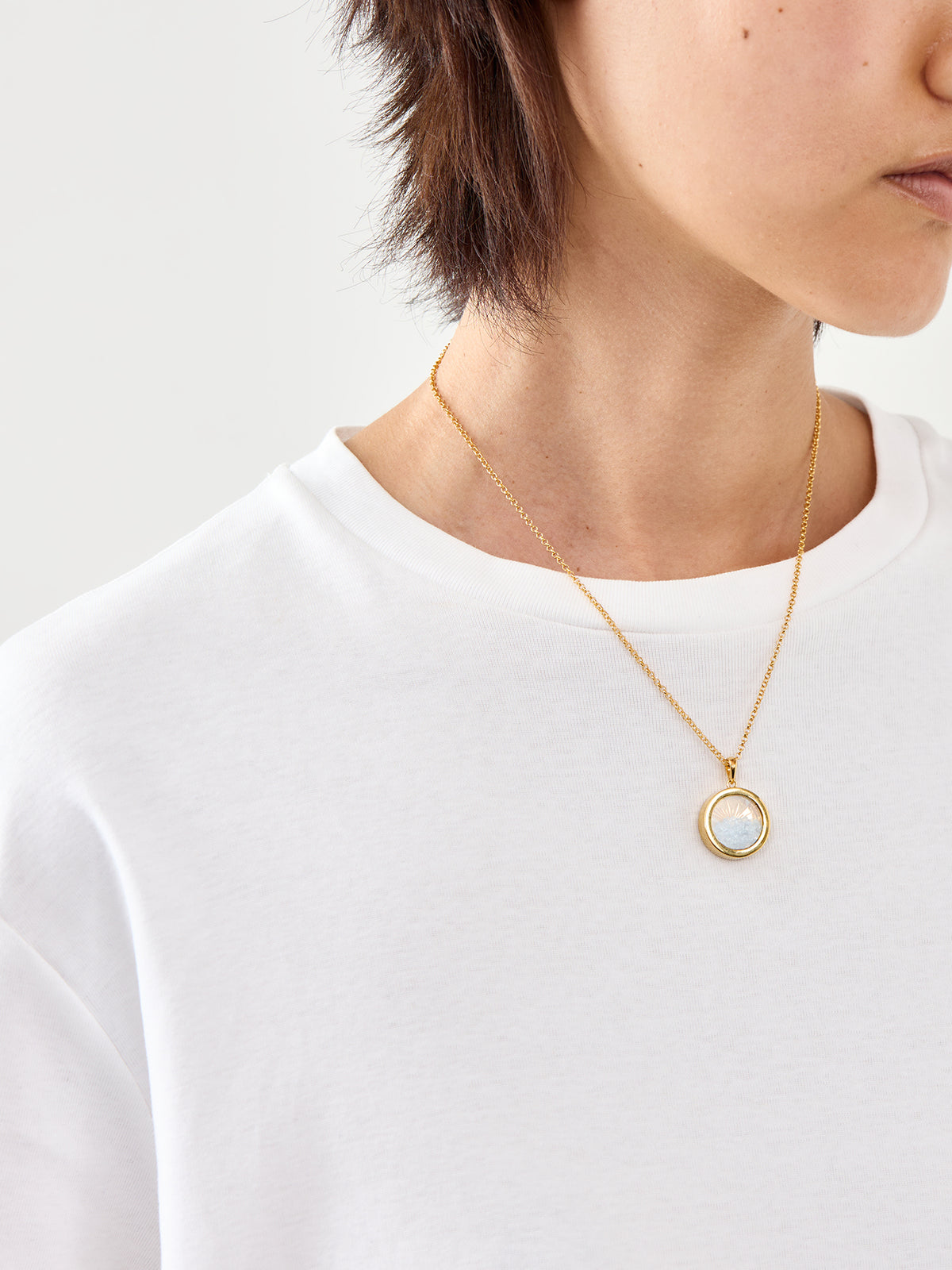 Medium Deco Sun Birthstone Amulet Necklace