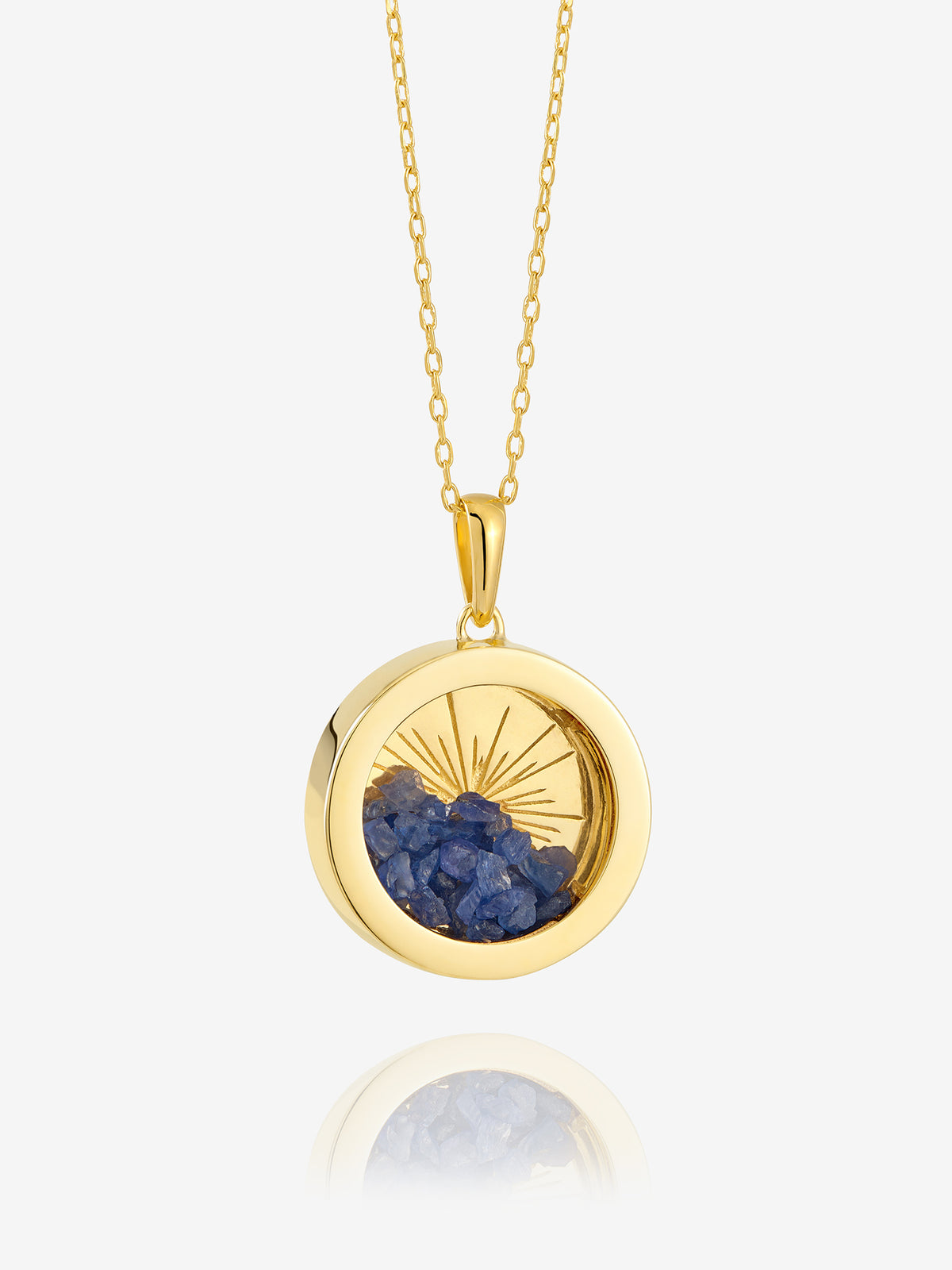Medium Deco Sun Birthstone Amulet Necklace
