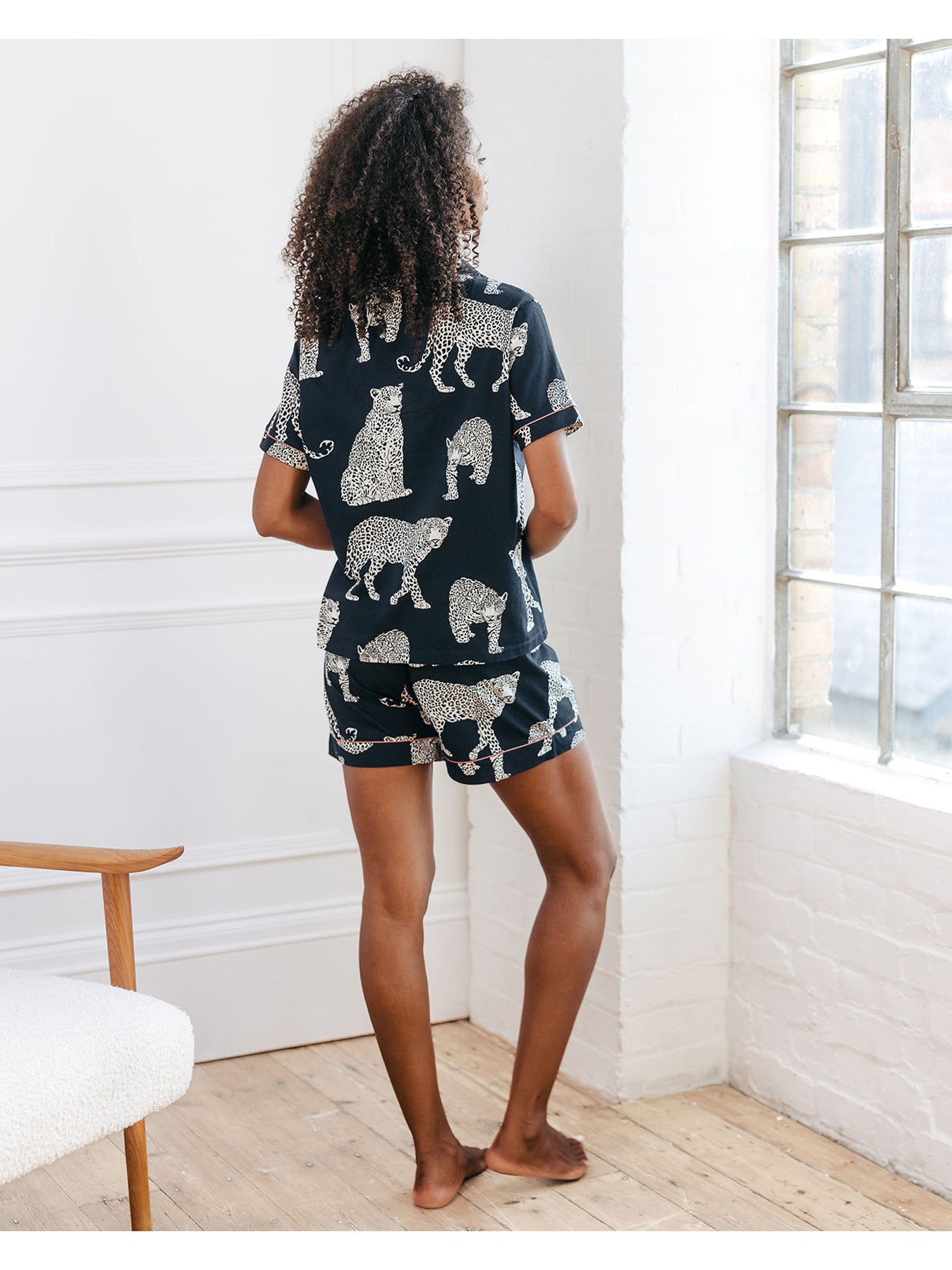 Leopard Cotton Button Up Short Pyjama Set
