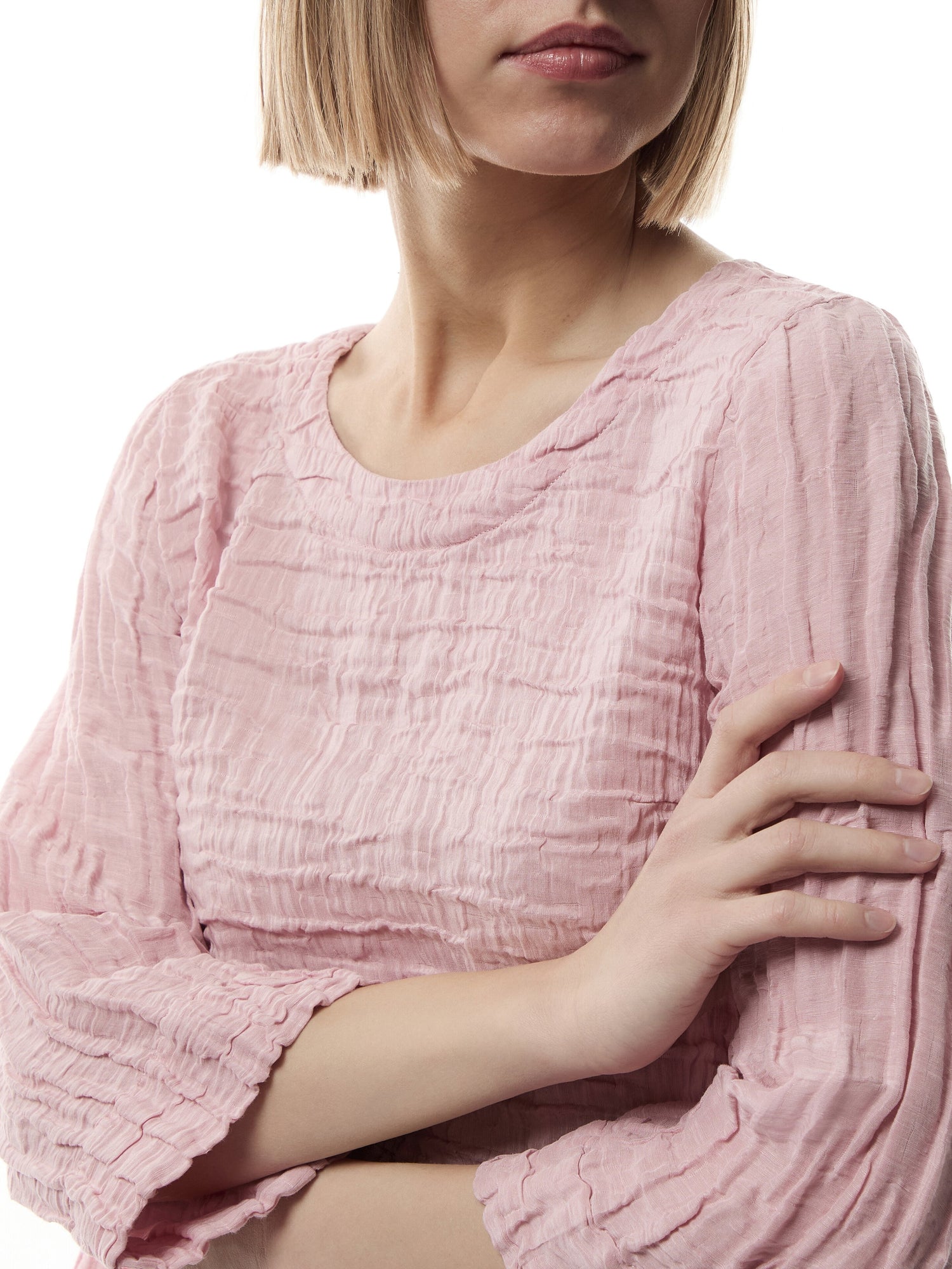 3/4 Sleeve Silk Crinkle Empire Line Top