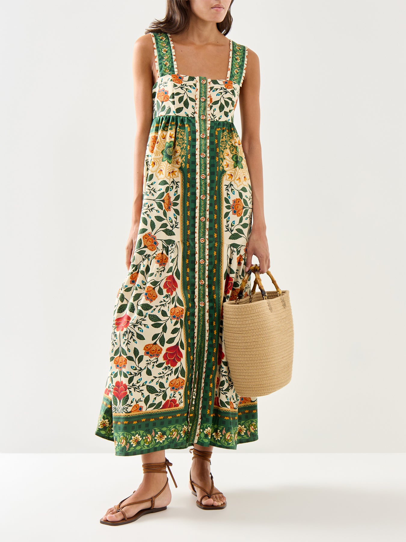Garden Tapestry Sand Maxi Dress