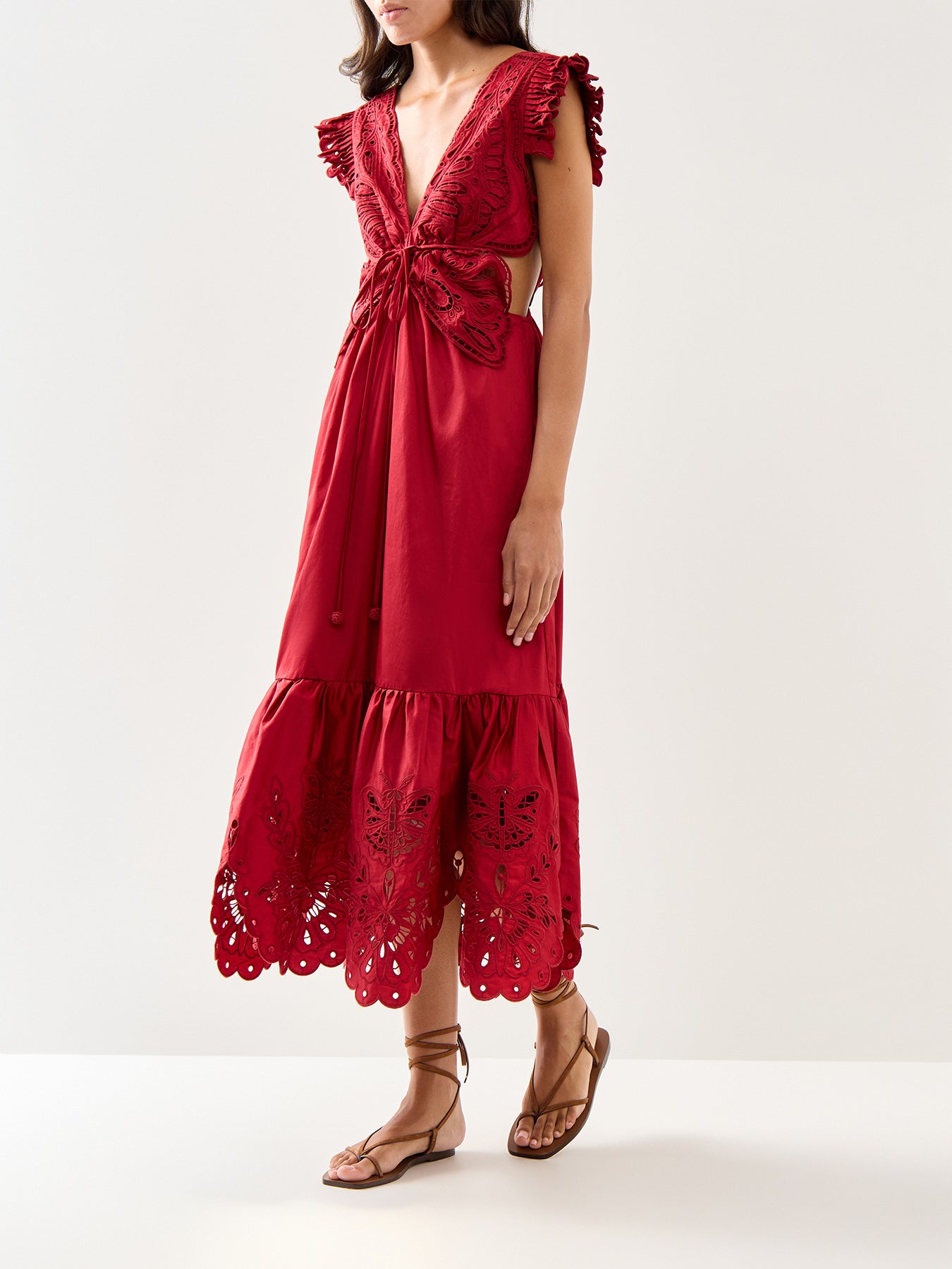 Red Butterfly Midi Dress