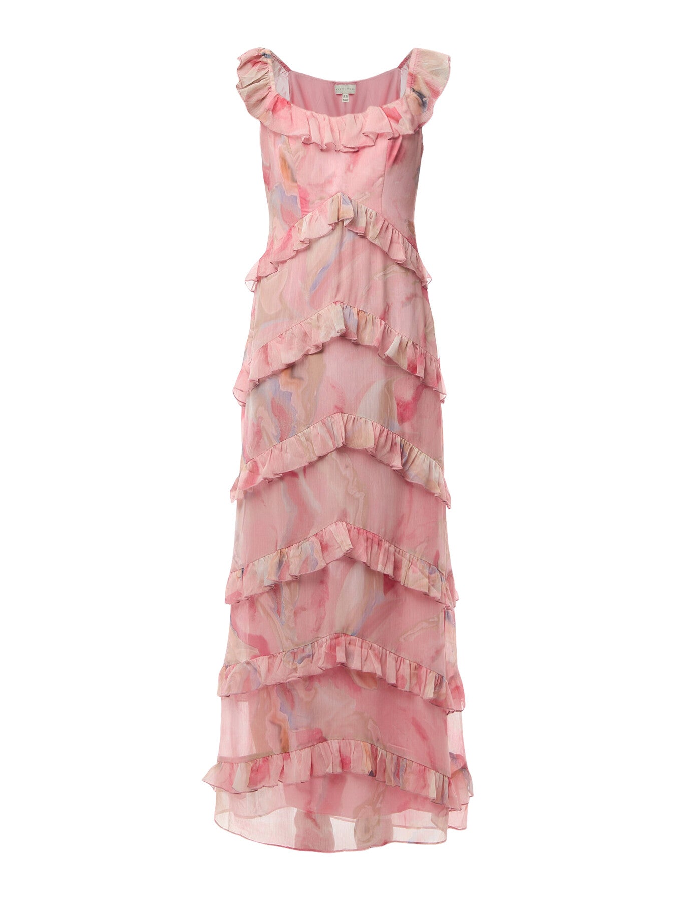 Cecile Scoop Neck Ruffle Maxi Dress