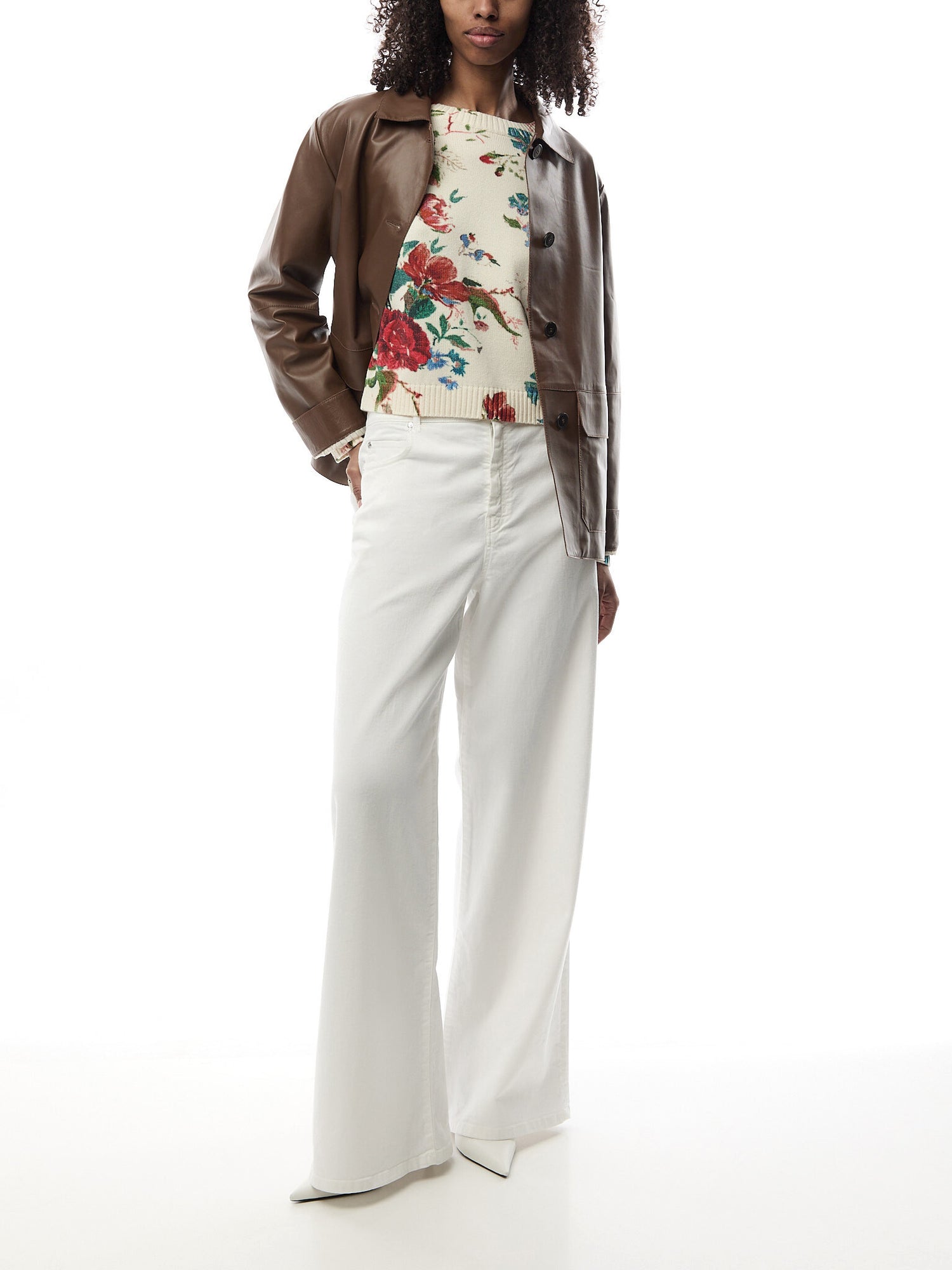 Floral Denis Cropped Sweater