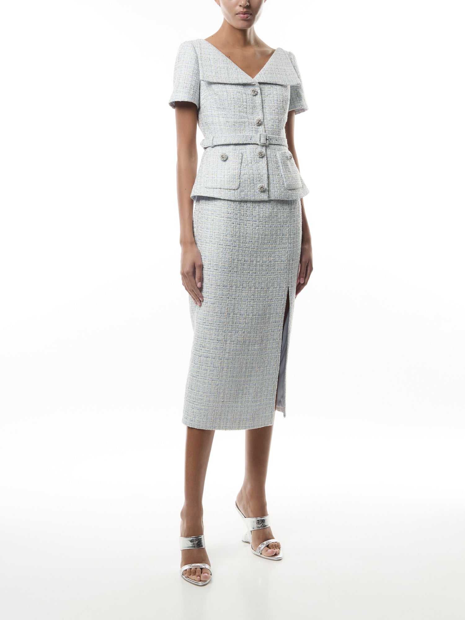 Blue Boucle Midi Dress