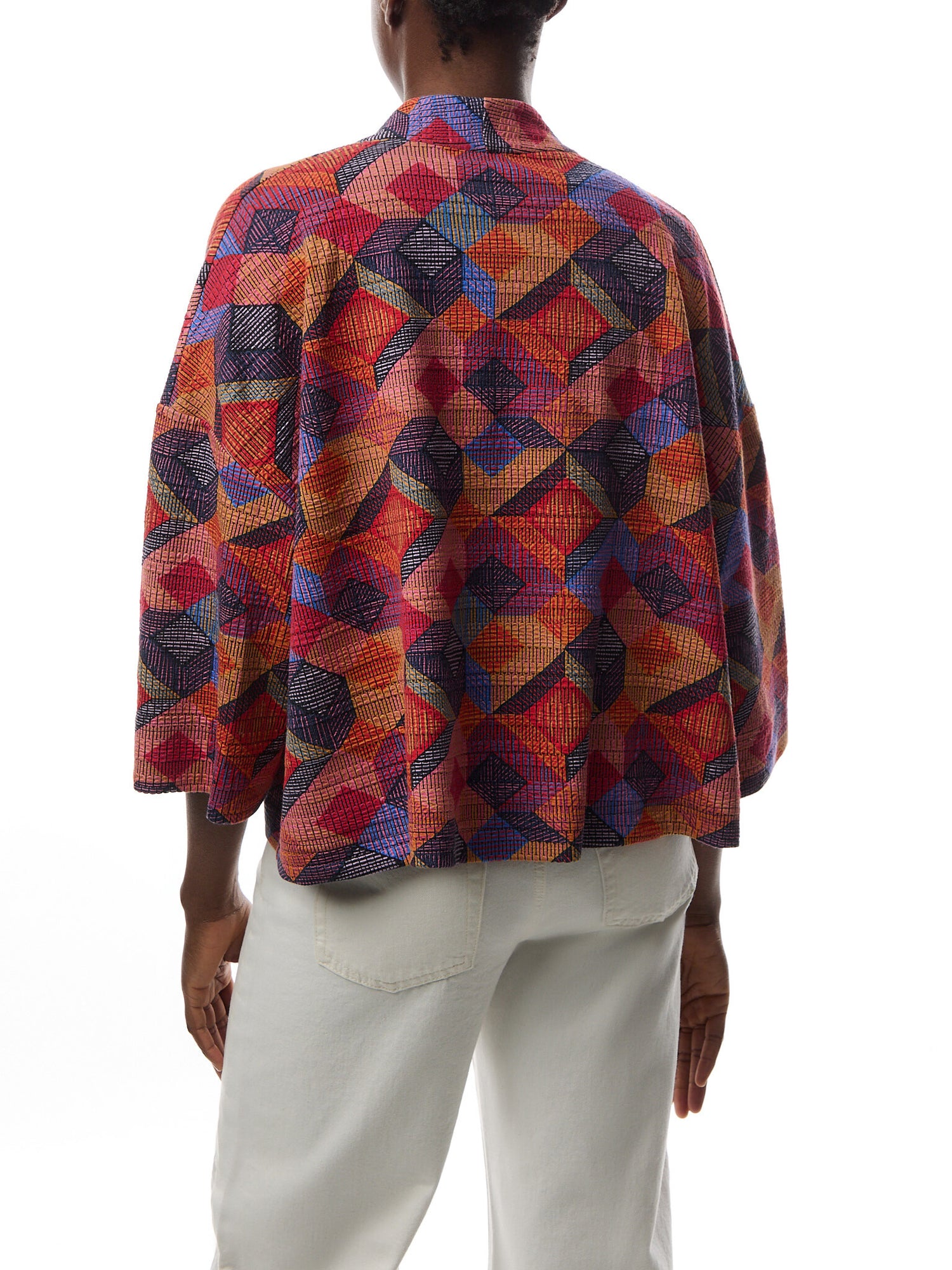Stretch Jersey Cubist Print Jacket