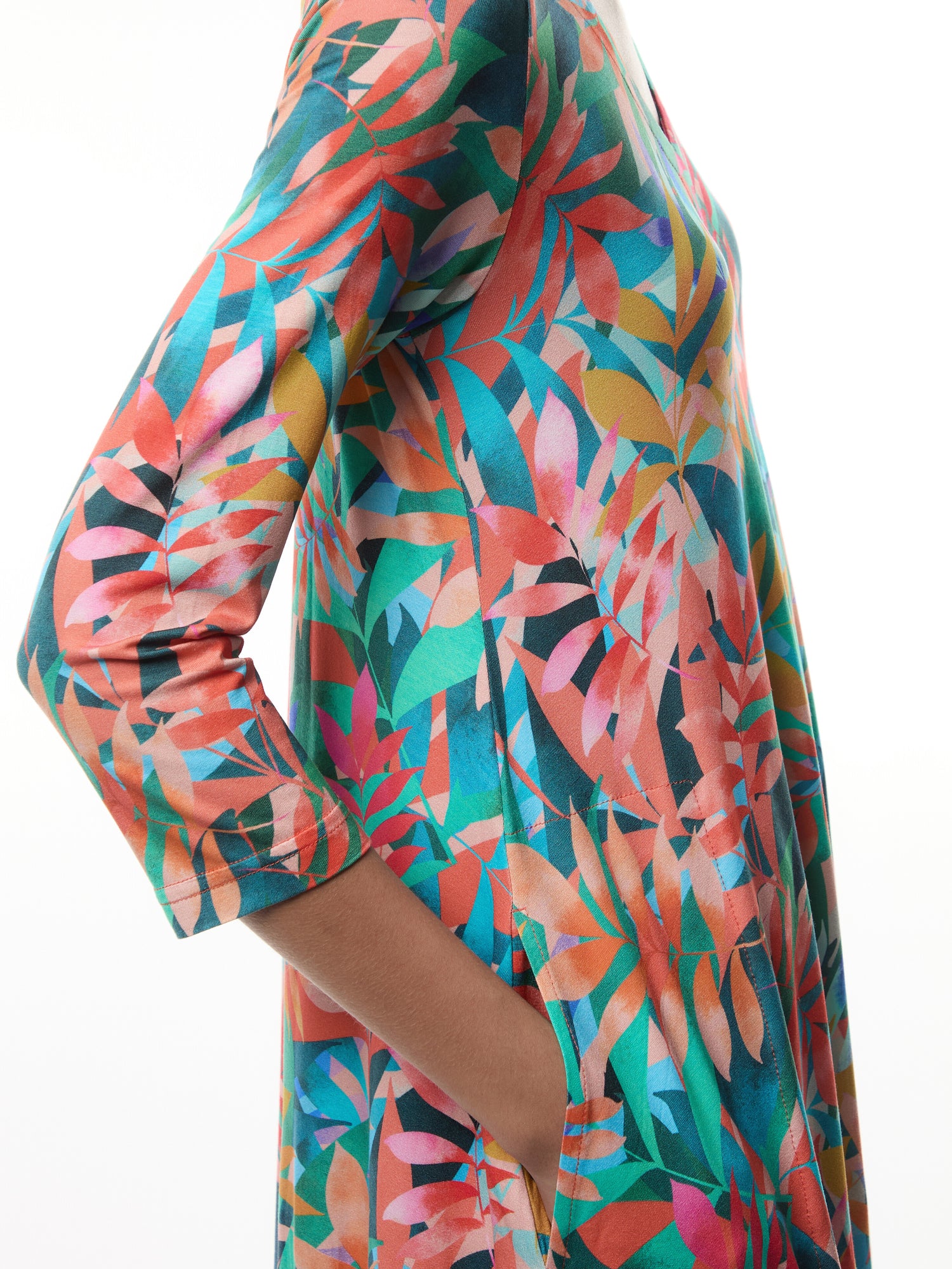 Tropical Leaves Jersey Bubble Dress