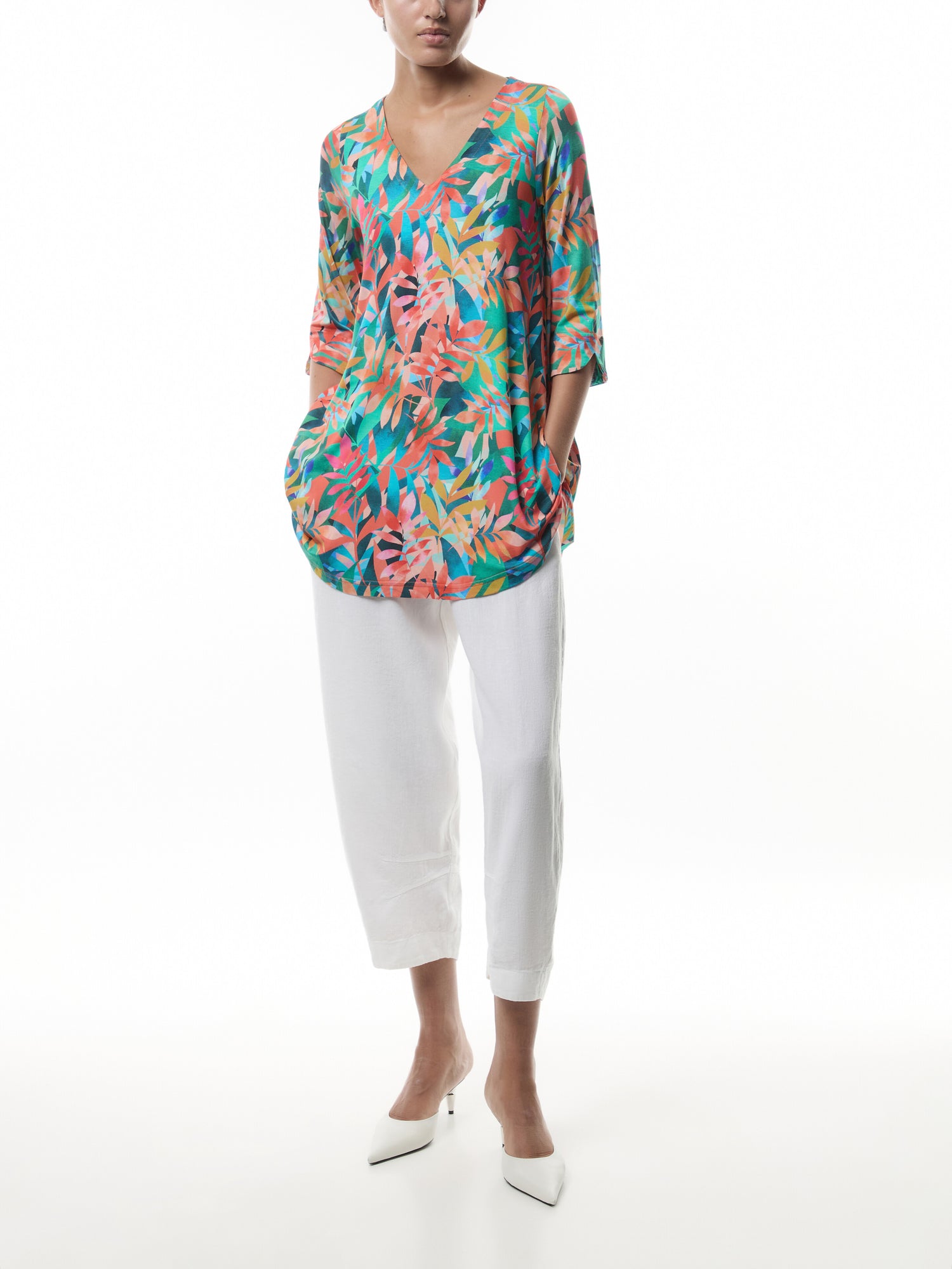 Tropical Leaves Jersey Tunic