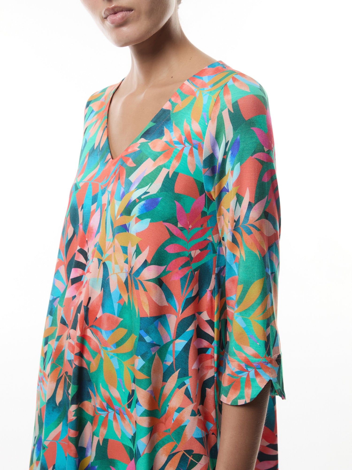 Tropical Leaves Jersey Tunic
