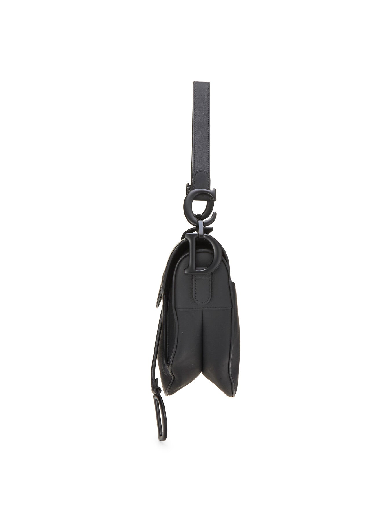 Vintage Dior Black Leather Ultra Matte Saddle Bag