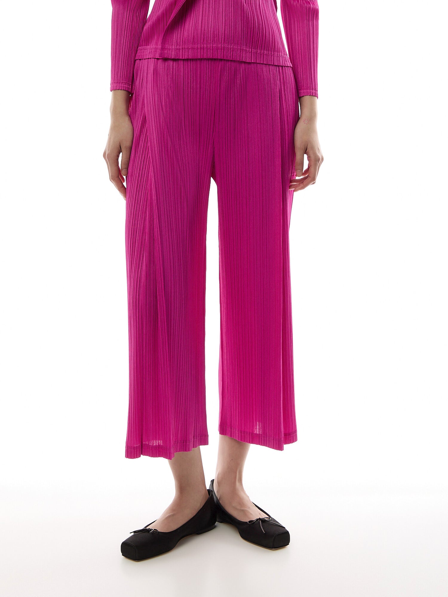 Pleats Wide Leg Pink Pants