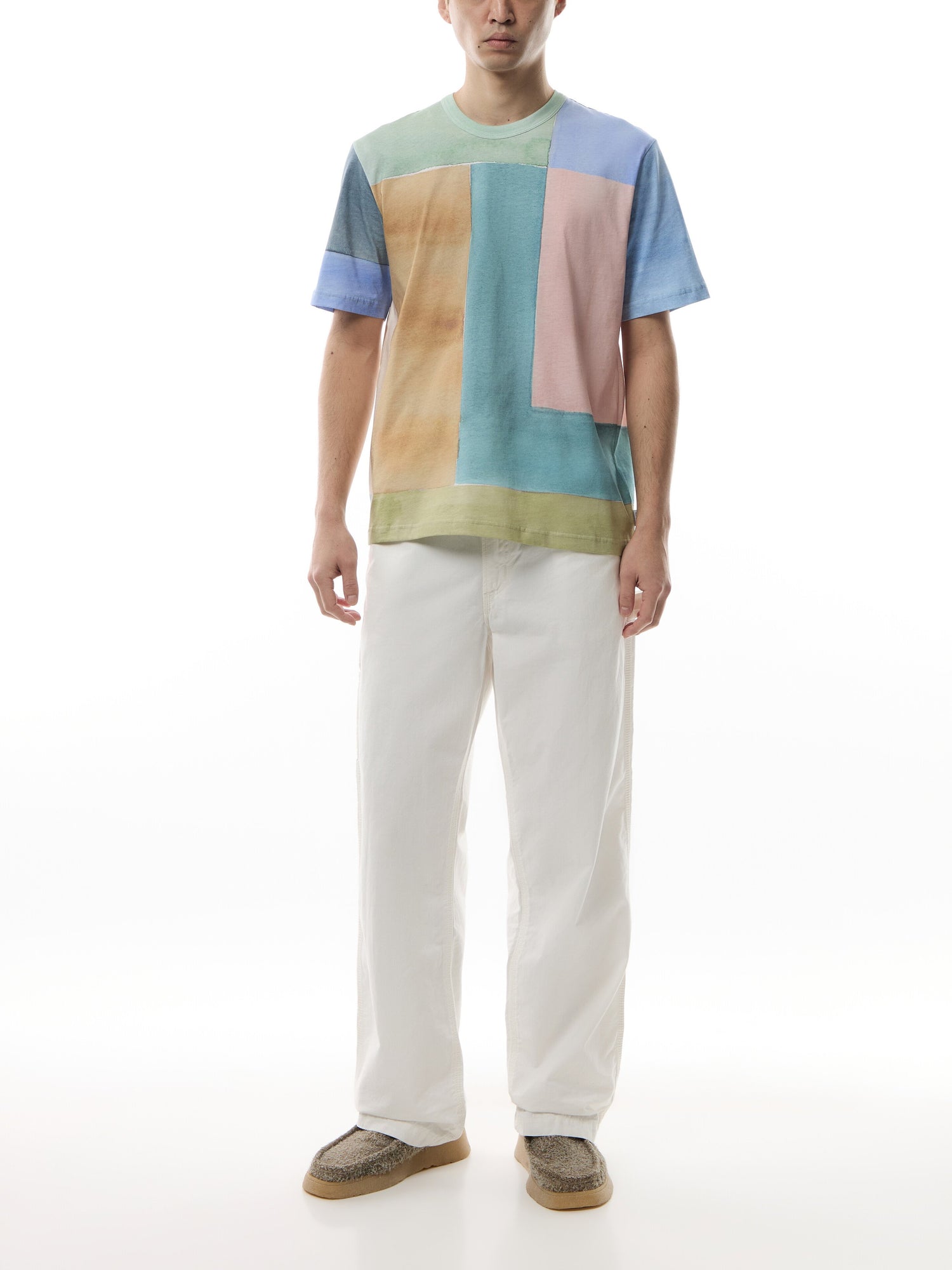 Multicolour Colour Block Relaxed-Fit T-Shirt