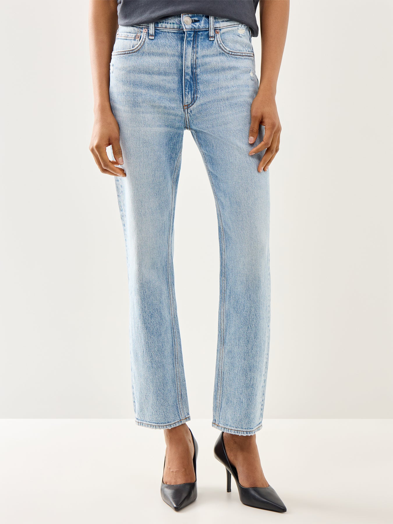 Harlow Mid Rise Ankle Straight Jeans Blue