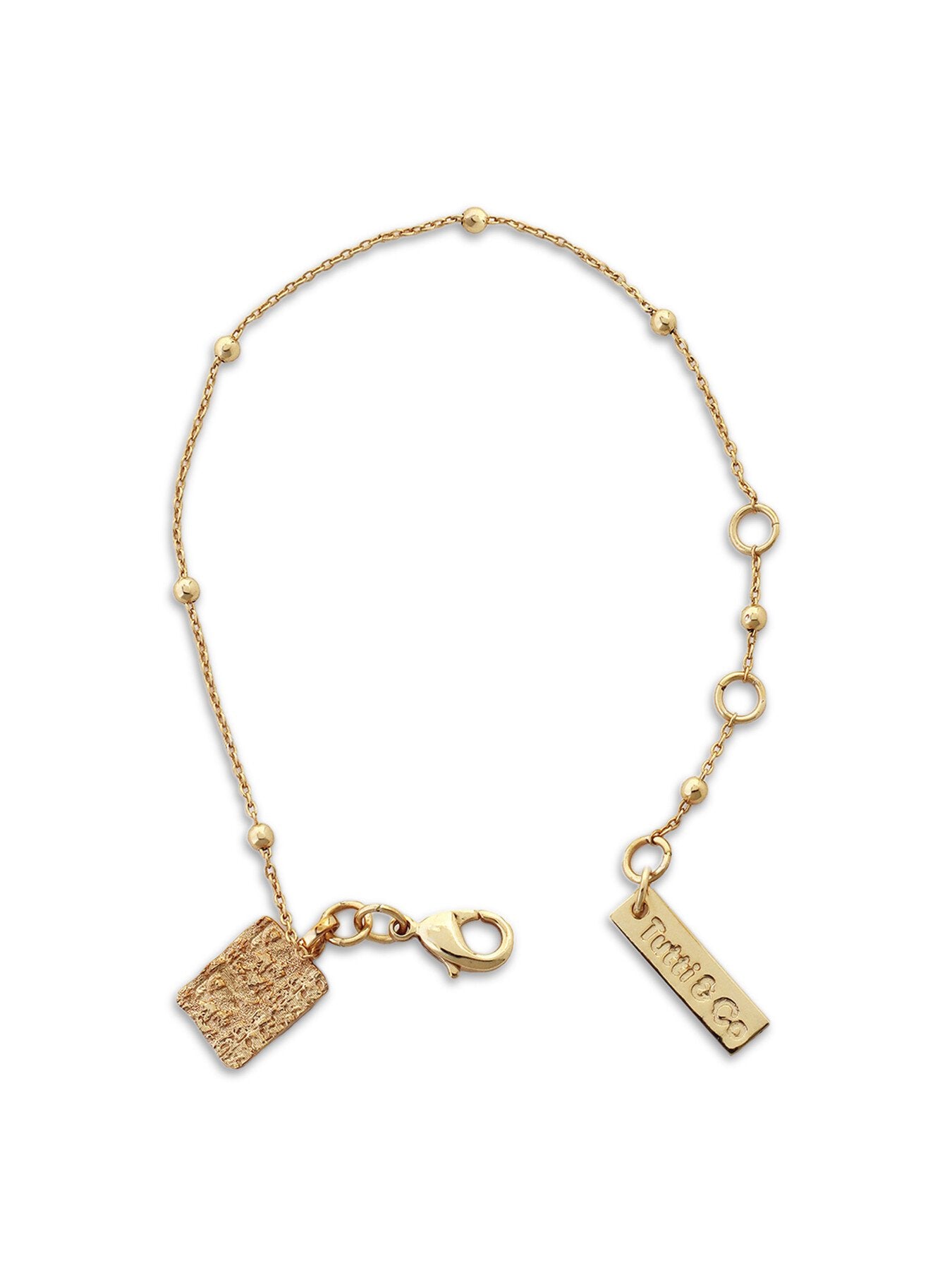 Ball Chain Bracelet with Textured Disc Drop