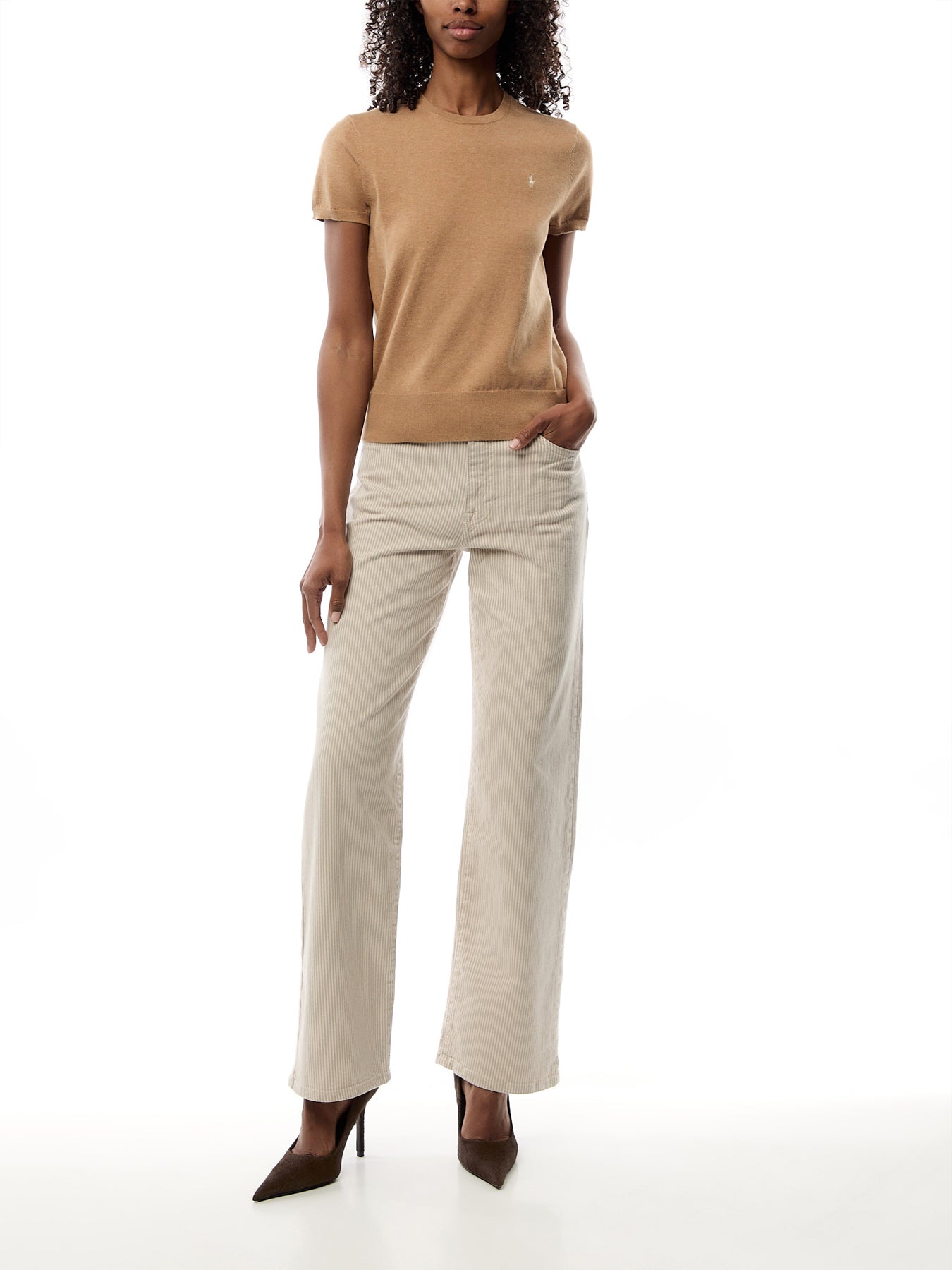 Short Sleeve Cable Knit Pullover