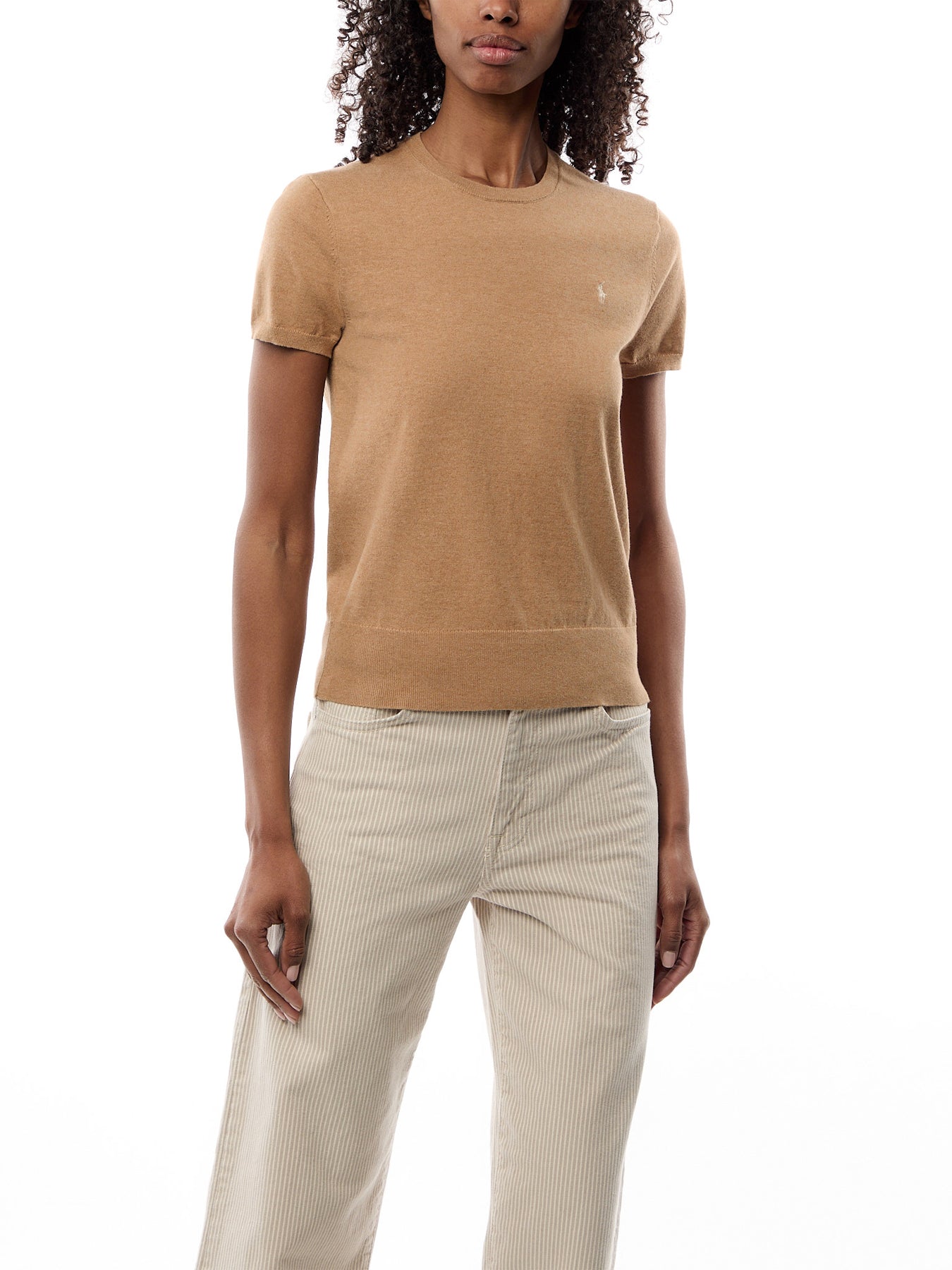 Short Sleeve Cable Knit Pullover