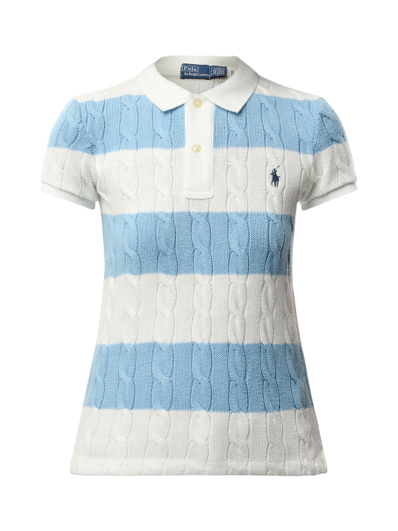 Short Sleeve Striped Cable knit Polo Shirt