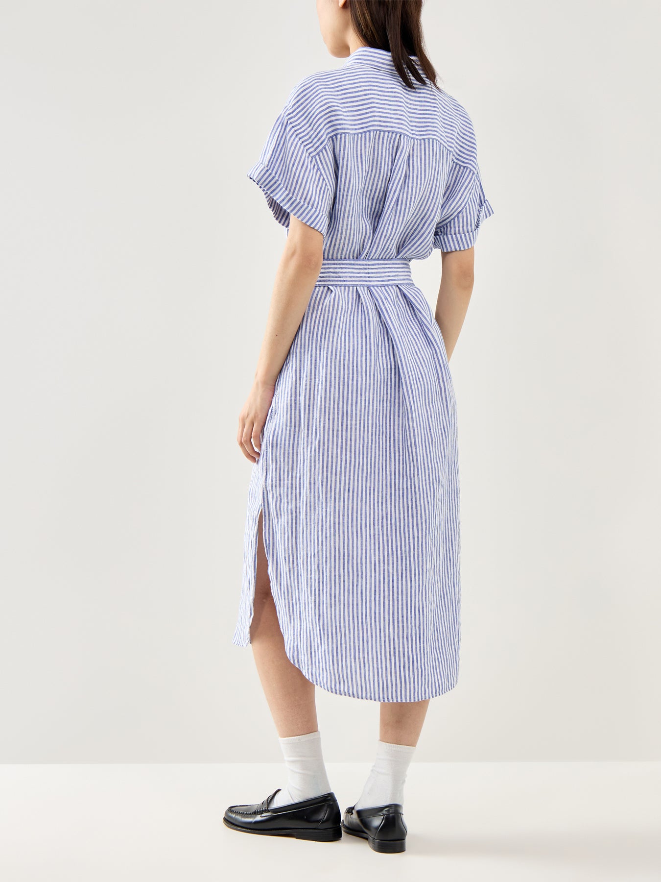 Woven Shirt Dress Dress White-Royal