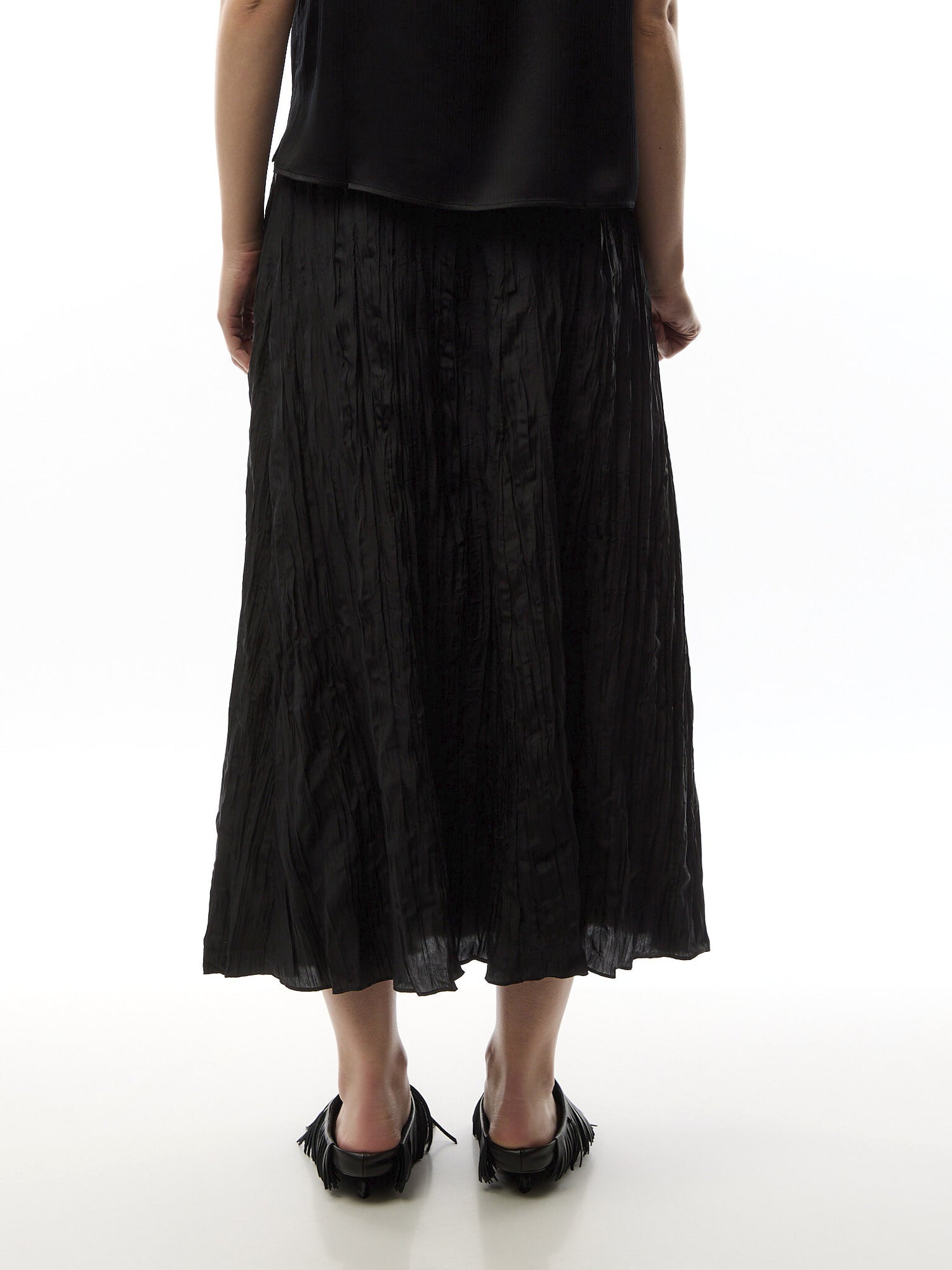 Crushed Silk Flared Skirt