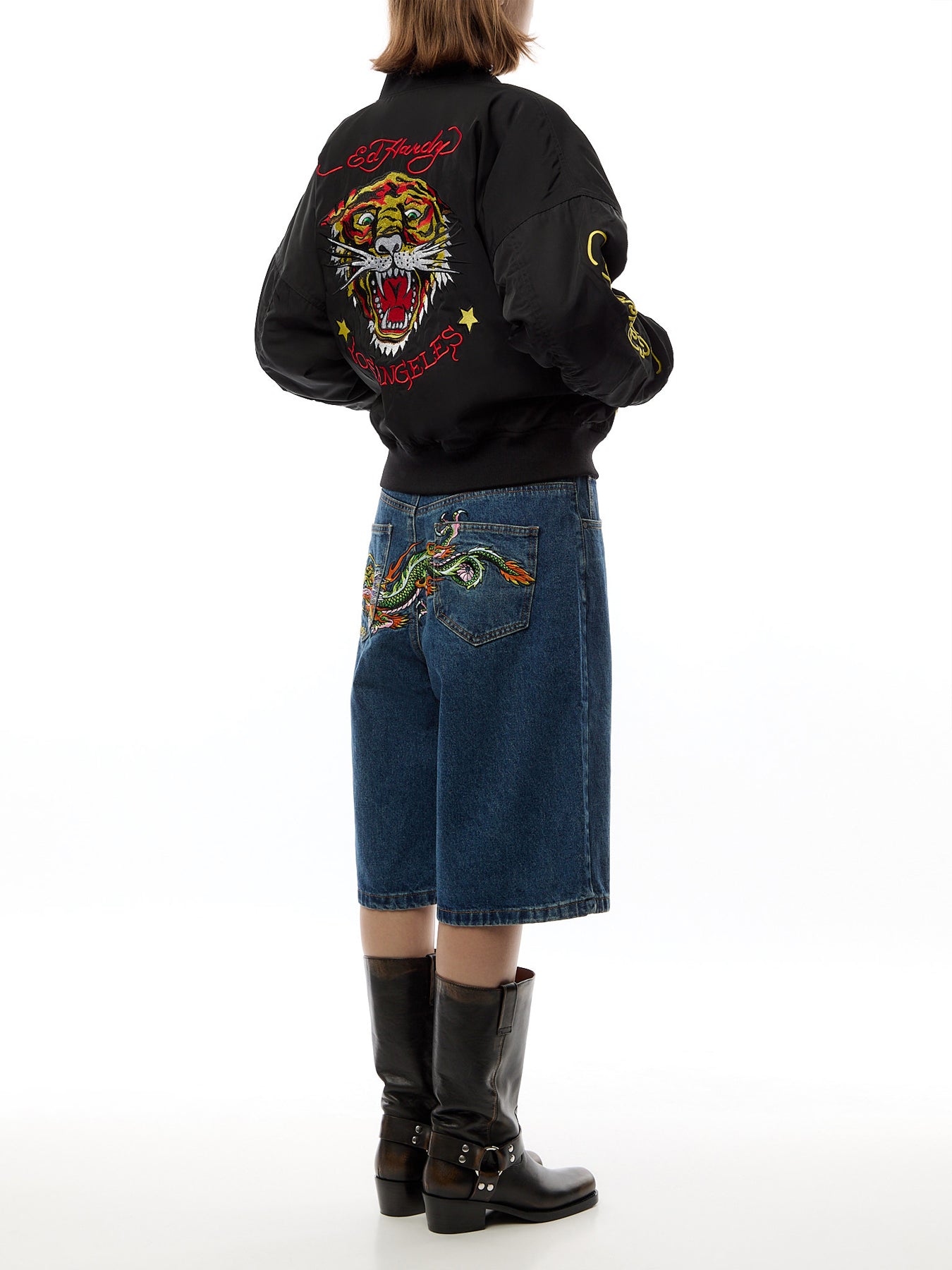 Dragon Crawl Relaxed Denim Shorts