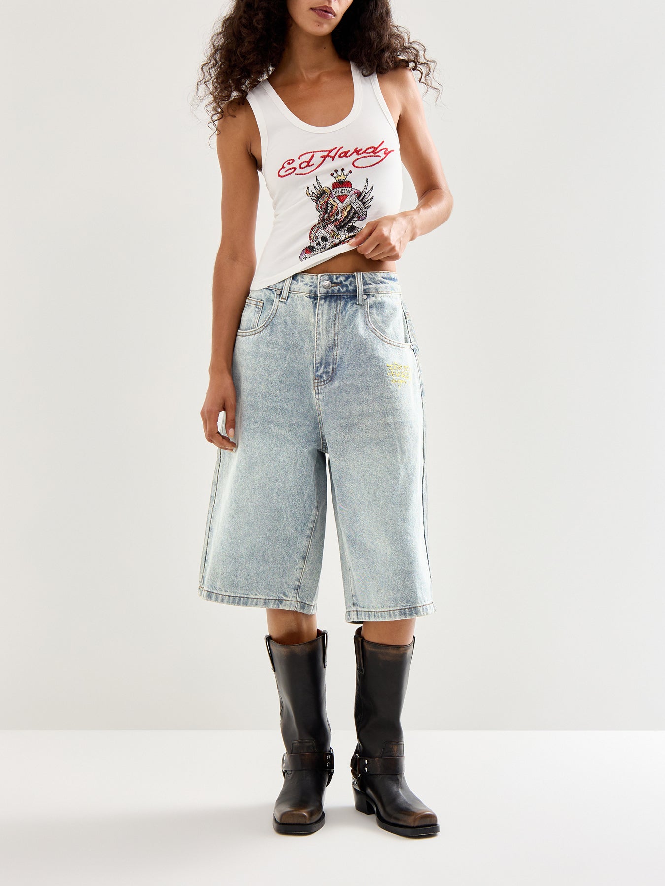 Dragon Crawl Relaxed Denim Shorts