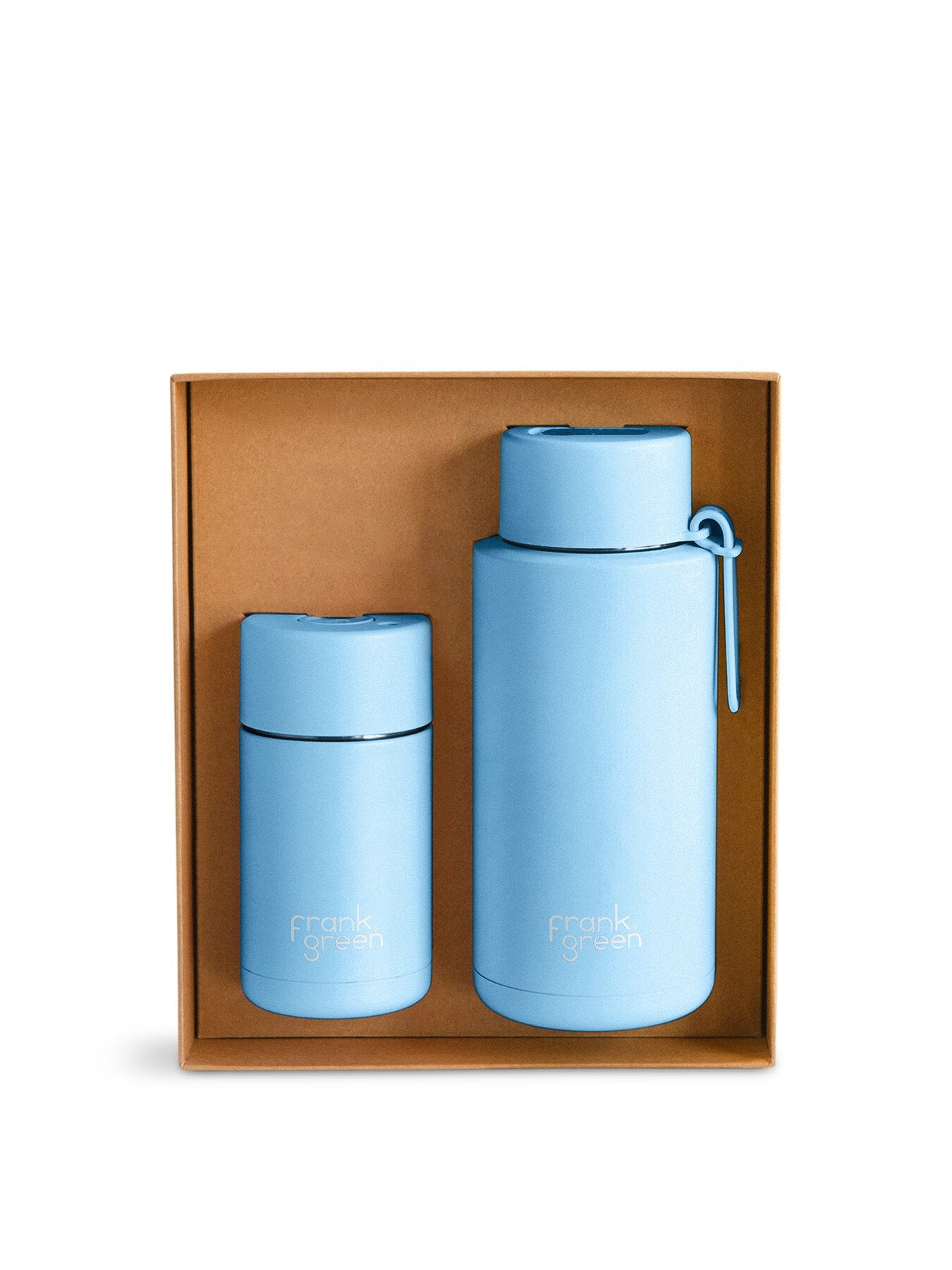 Ceramic Reusable Cup and 1L Bottle 2 piece Gift Set blue