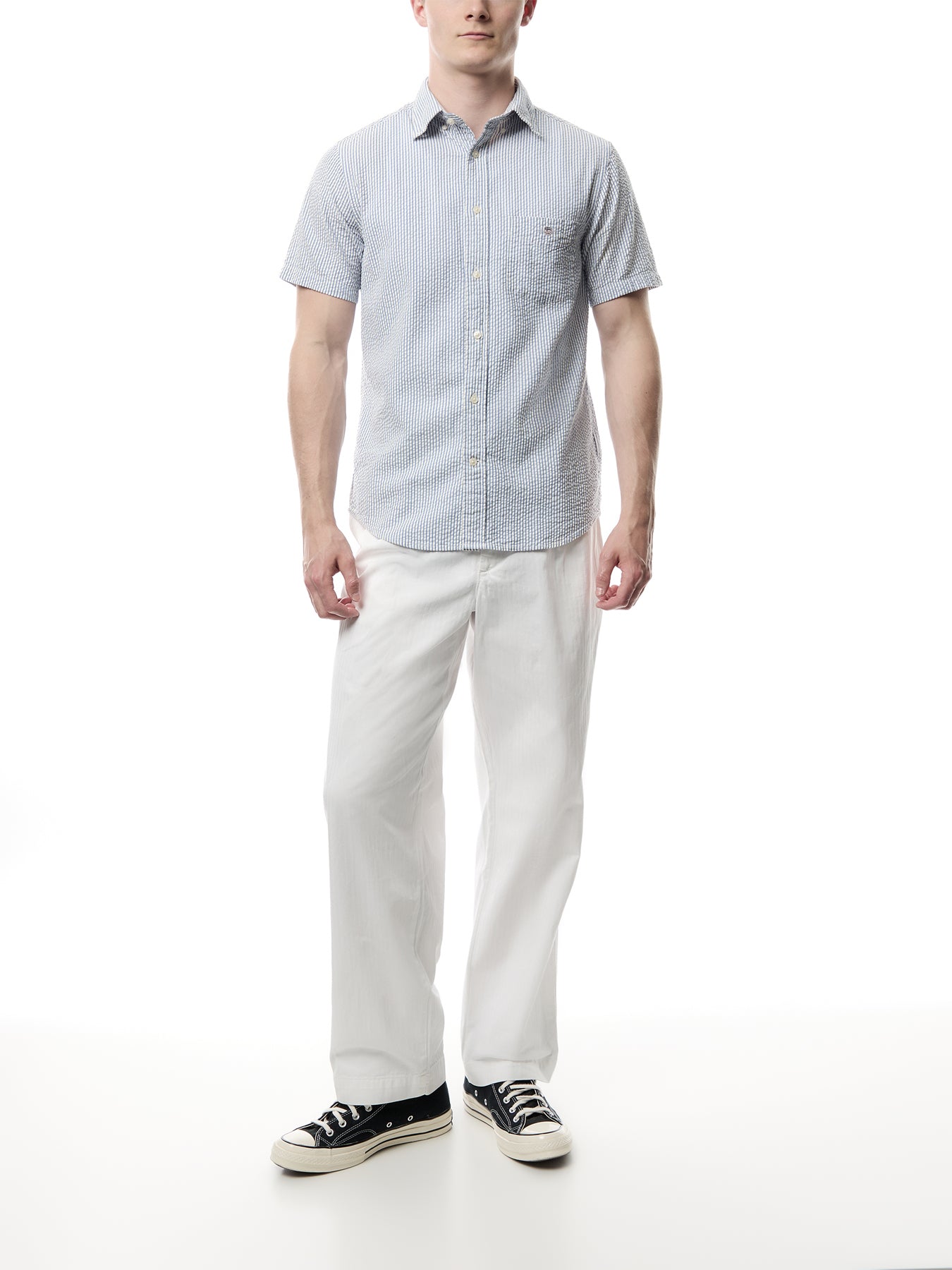 Regular Fit Striped Seersucker Short Sleeve Shirt