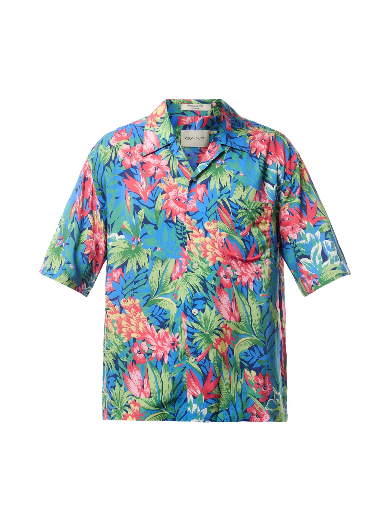 Relaxed Fit Tropical Print Short Sleeve Shirt