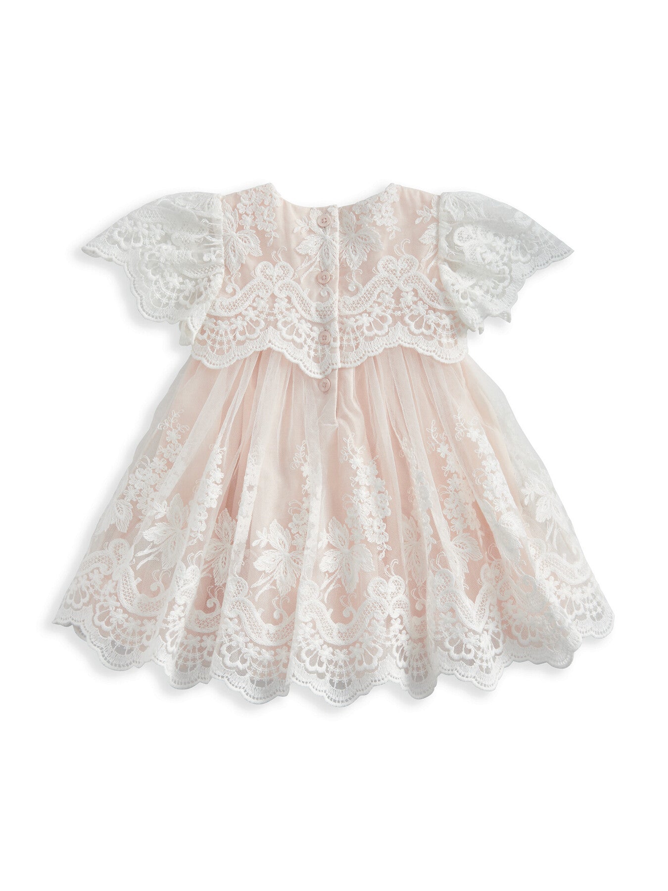 Lace Frill Sleeve Dress Pink