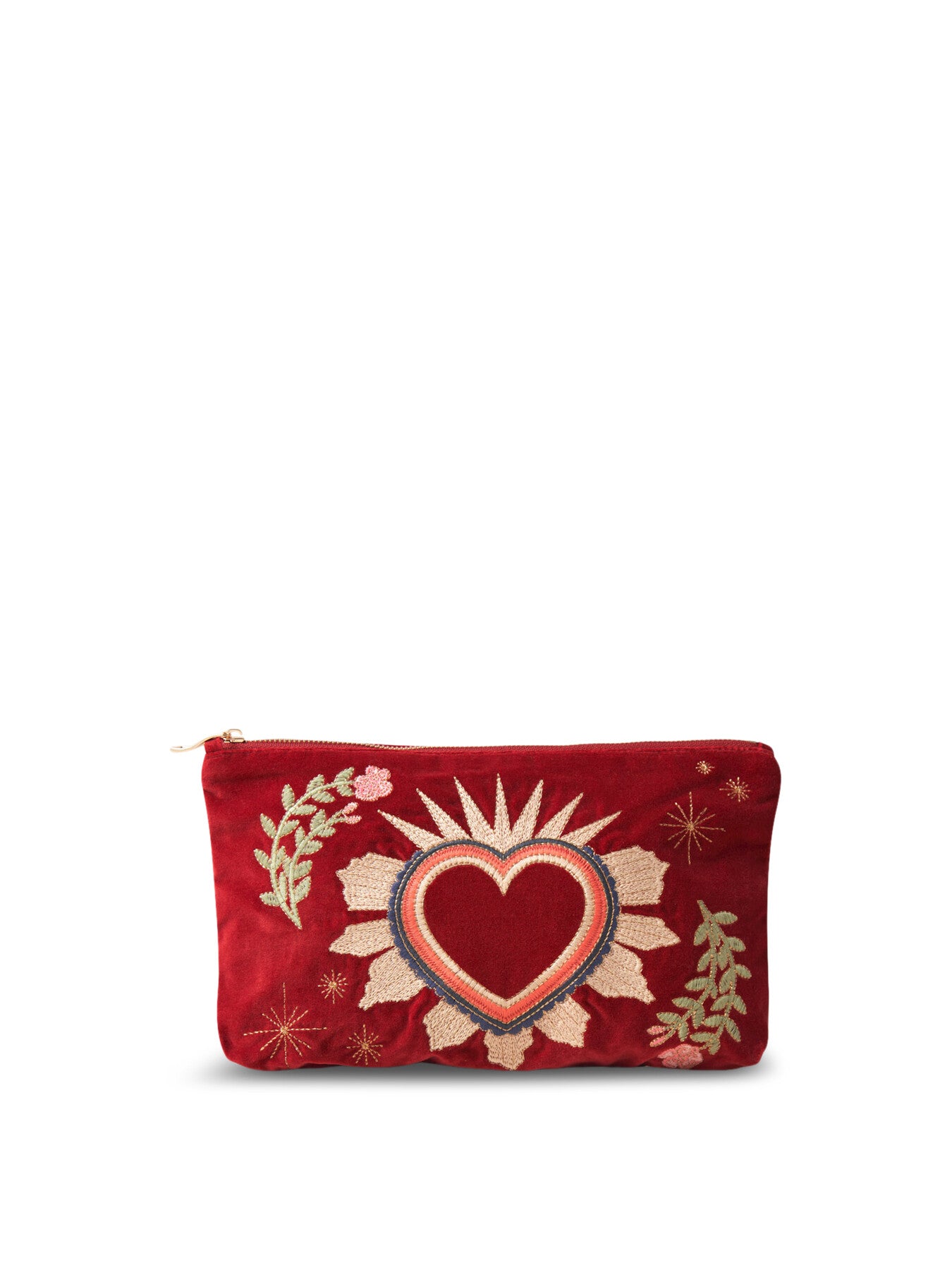 Velvet Travel Pouch, Enchanted Heart Red | Elizabeth Scarlett