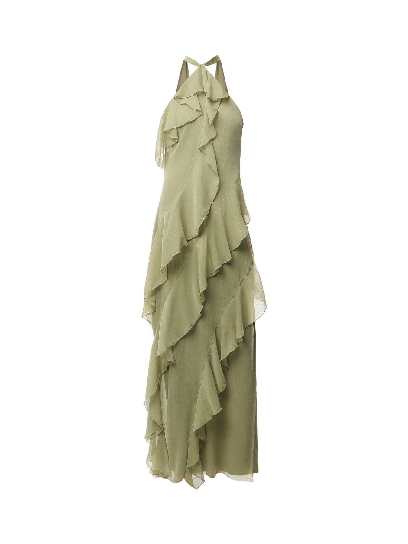 Aria Halterneck Ruffle Maxi Dress