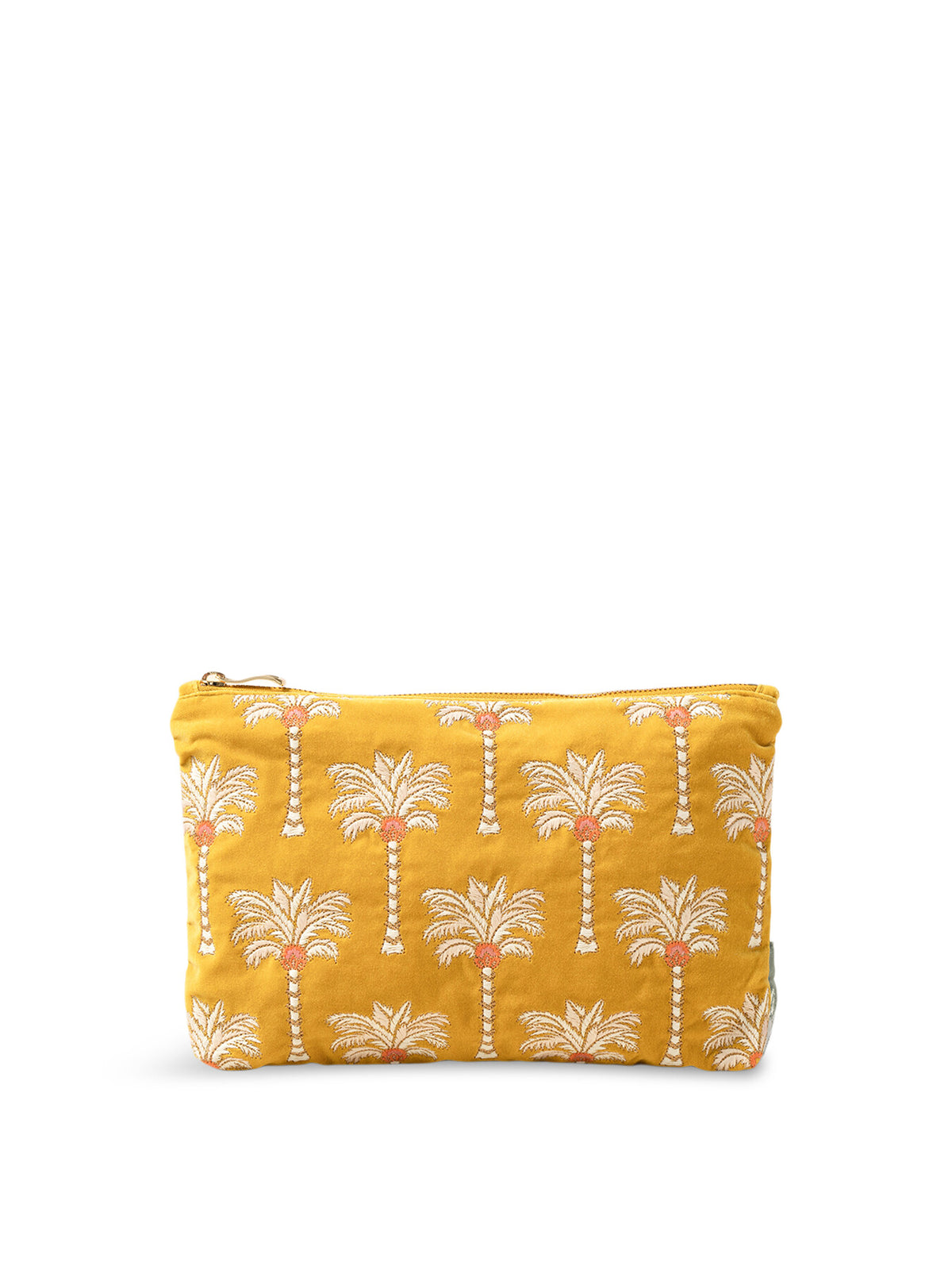 Sunrise Palms Mustard Velvet Everyday Pouch