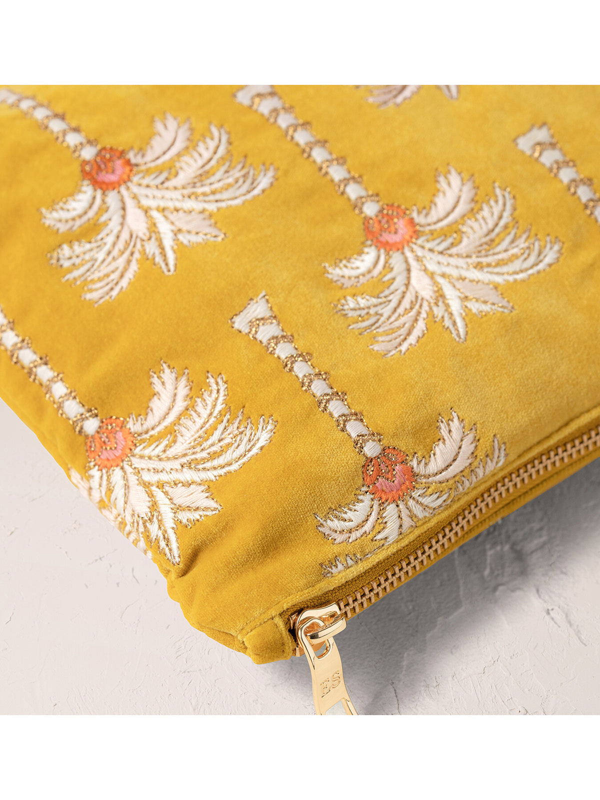 Sunrise Palms Mustard Velvet Everyday Pouch