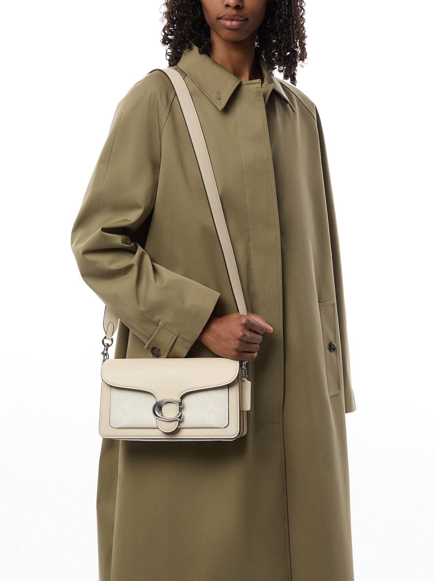 Tabby Shoulder Bag 26 Coated Canvas Signature White Chalk