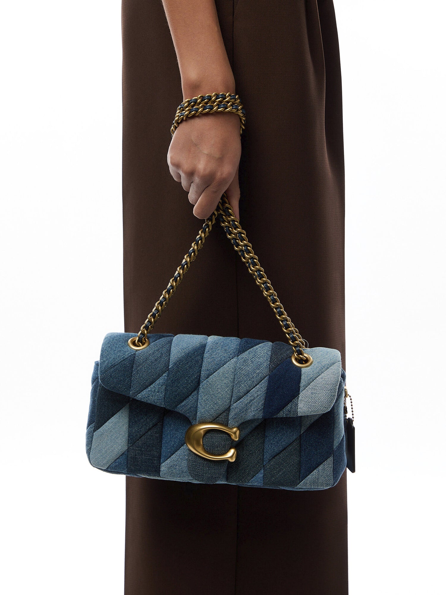 Tabby Shoulder Bag 26 With Patchwork Quilting Denim Multi