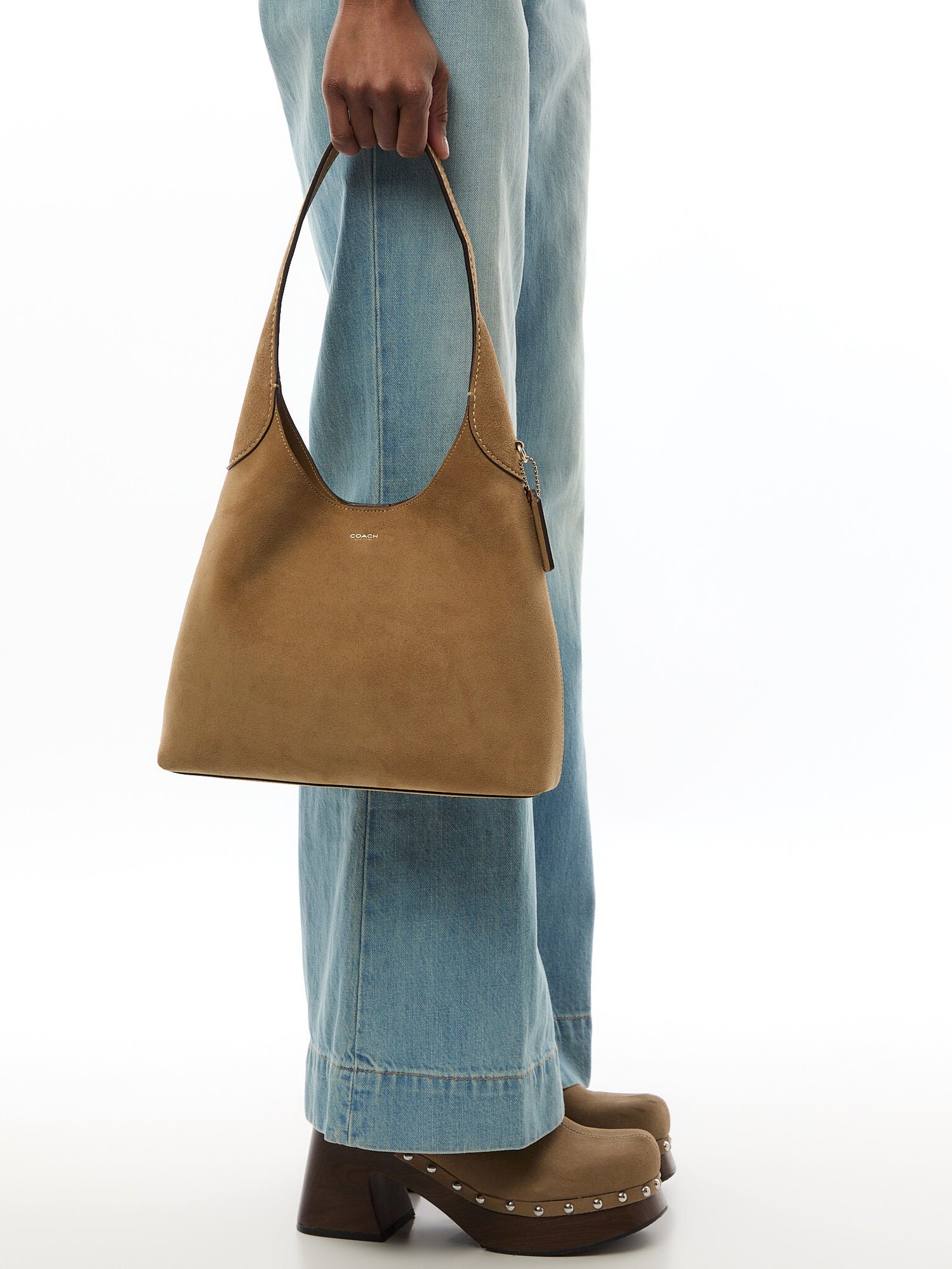 Suede Brooklyn Shoulder Bag 28 Sand