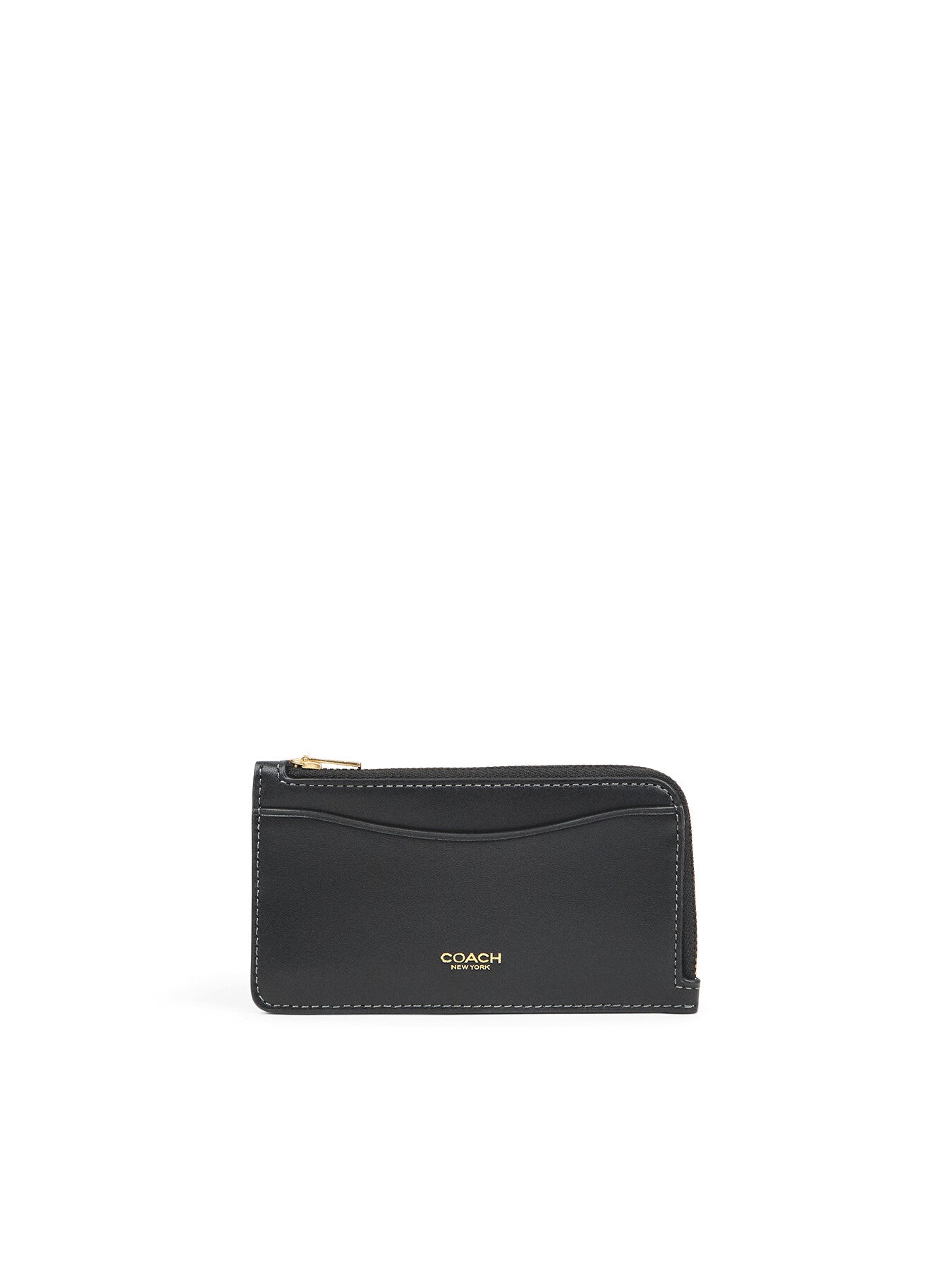Coach New York Leather Zip Card Case Black