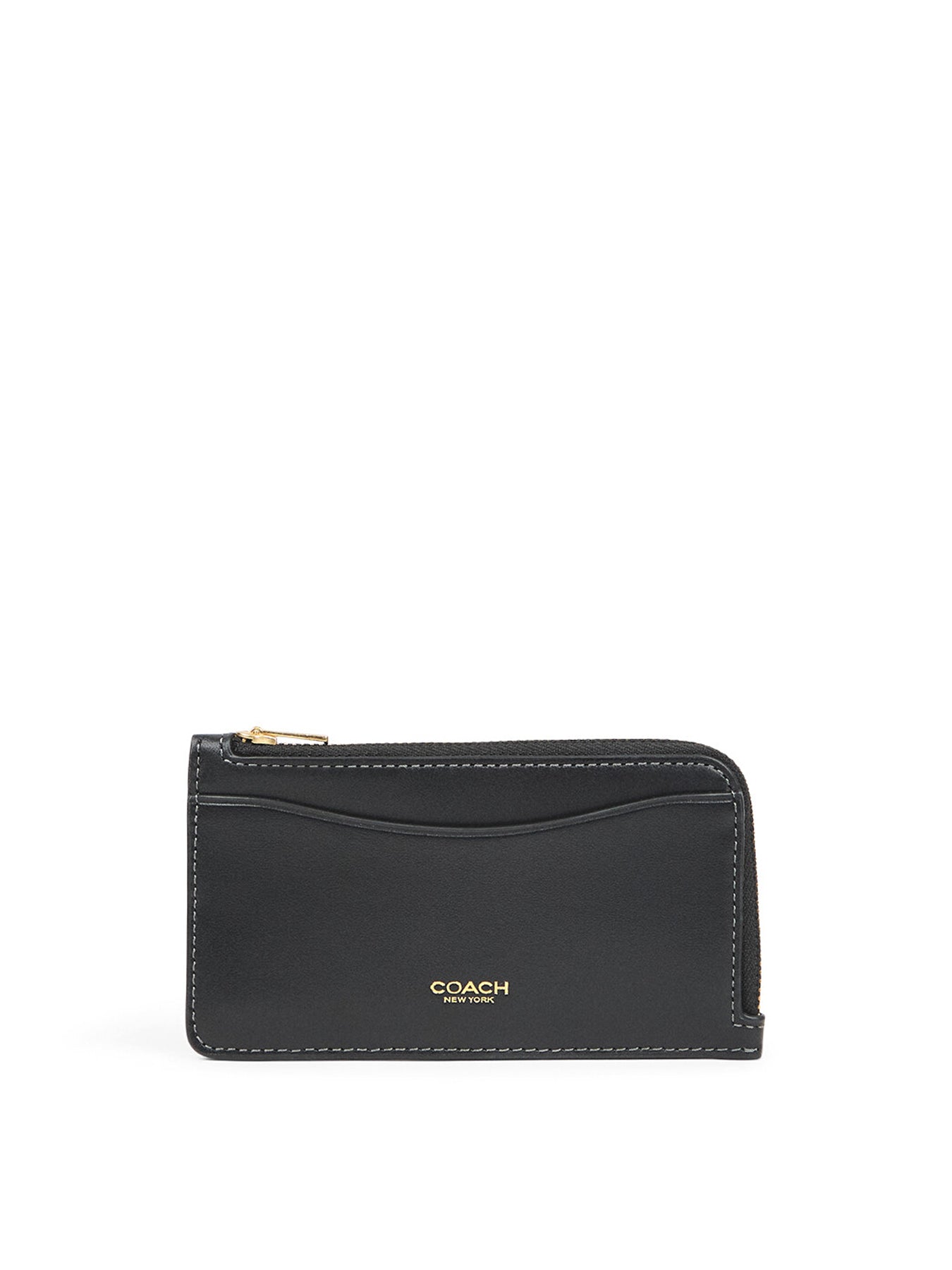 New York Leather Zip Card Case Black